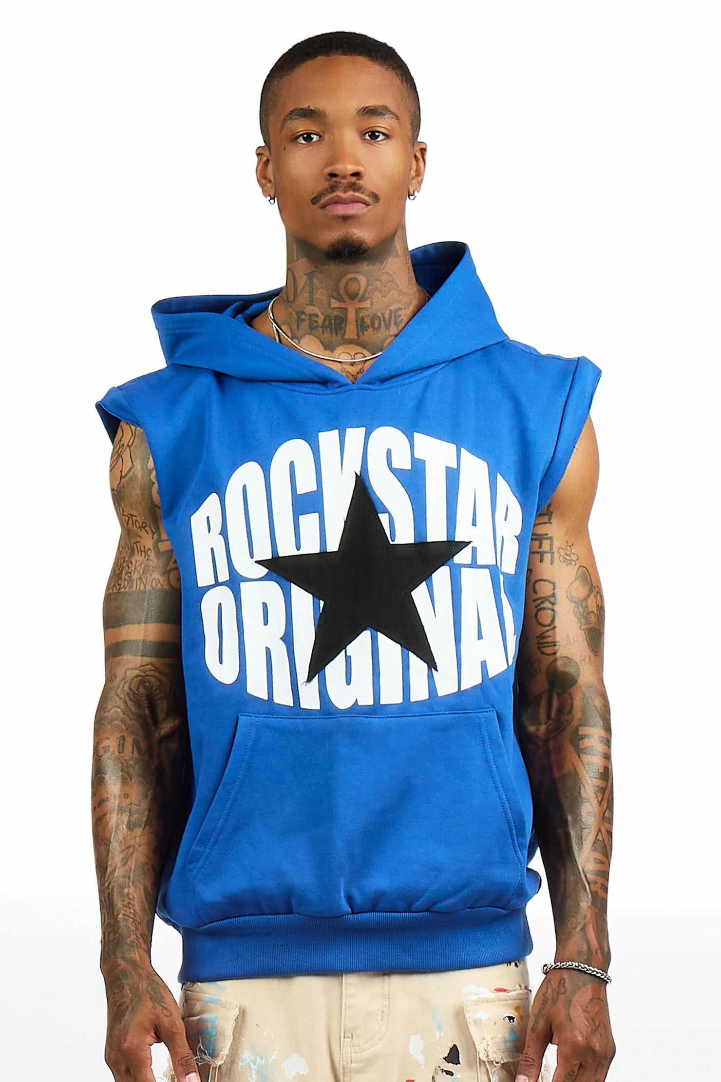 States 2.0 Royal Blue Cut Sleeve Hoodie