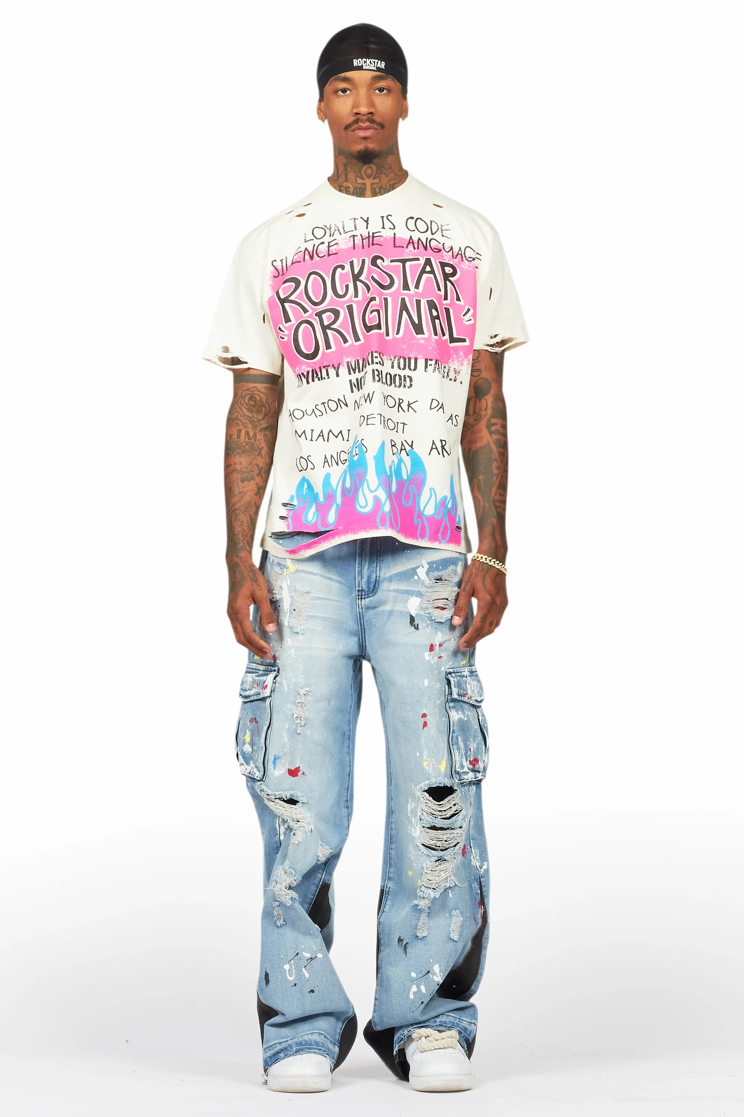 Dru Blue Painter Baggy Cargo Jean