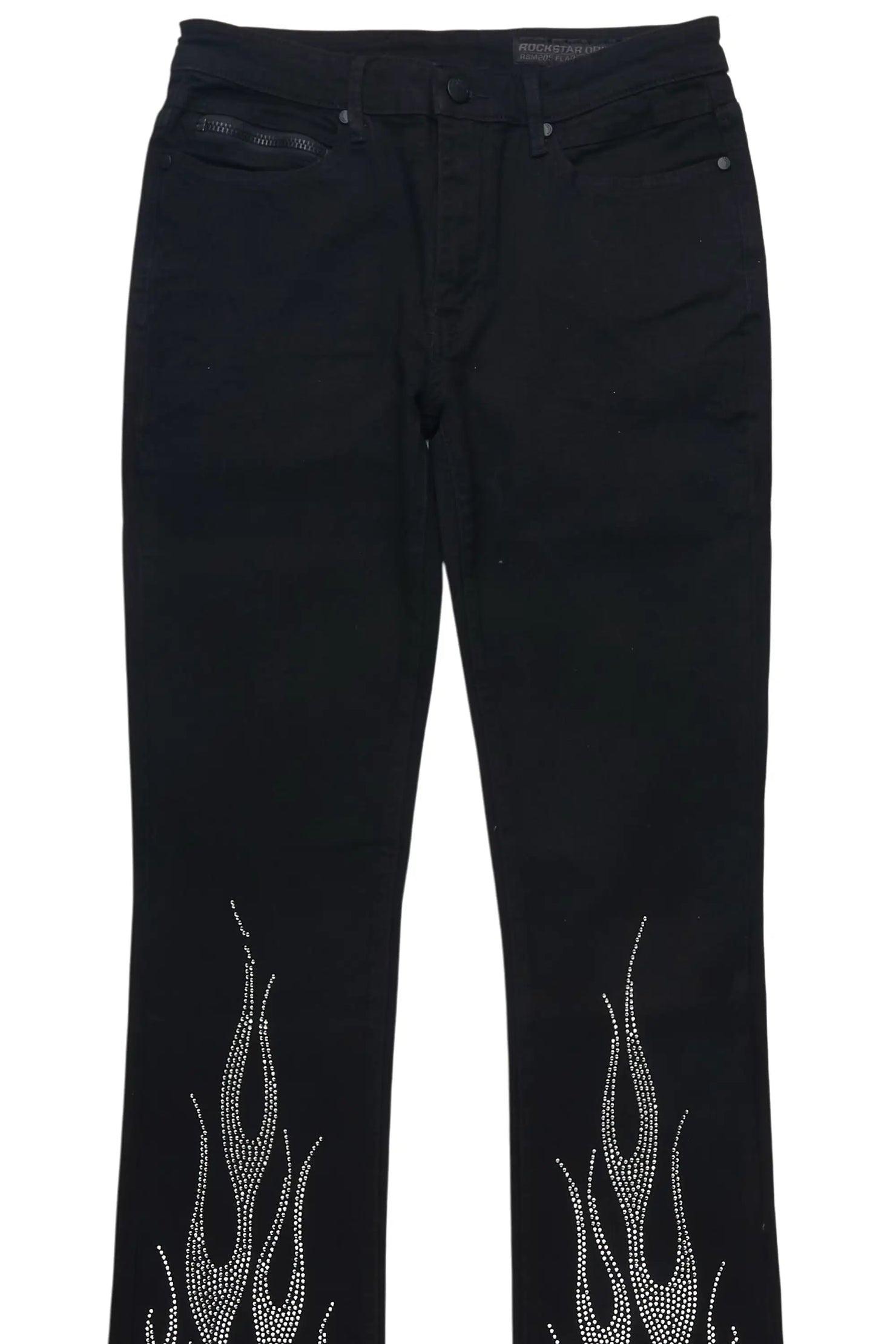 Samba Black/Clear Rhinestone Stacked Flare Jean