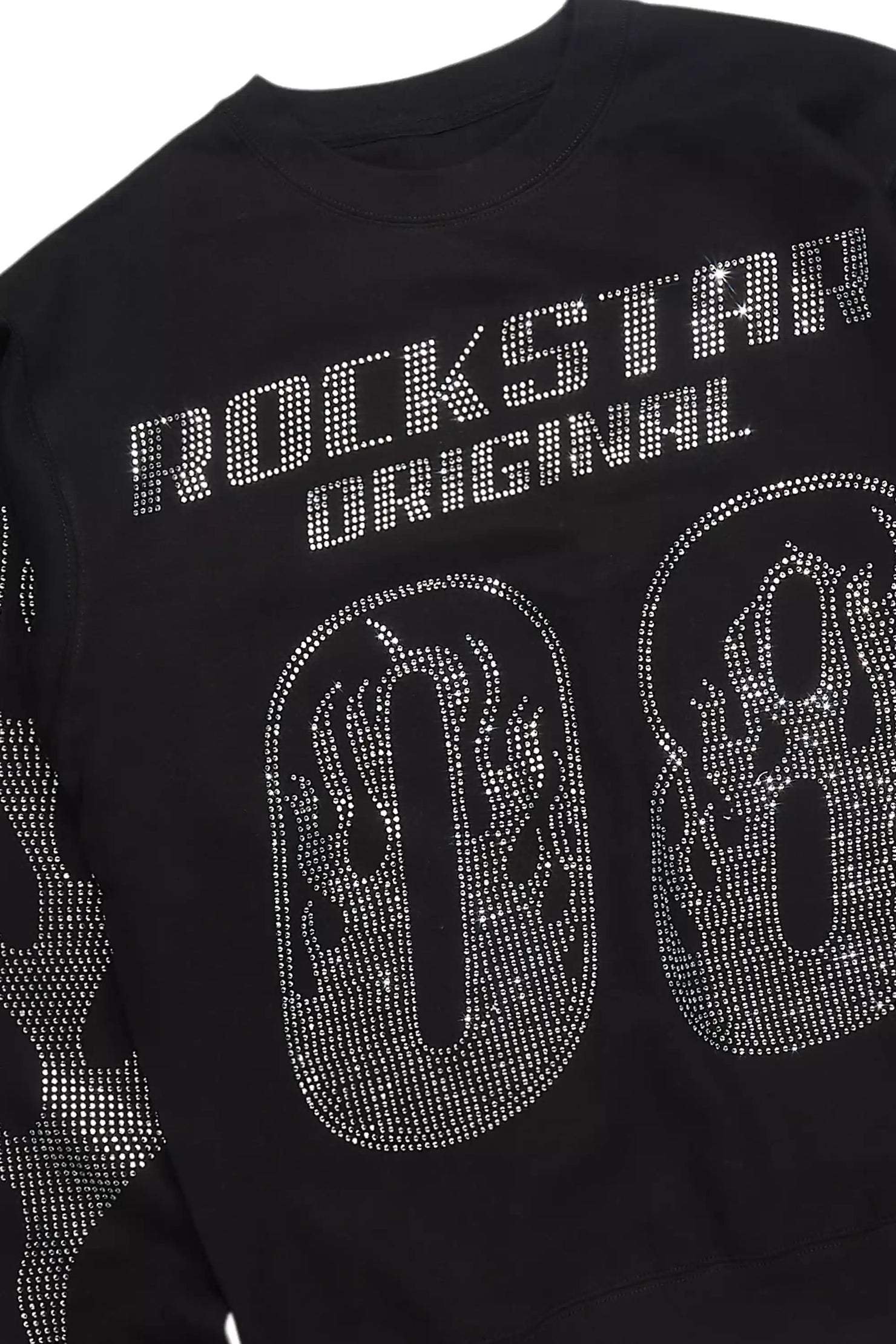 Jahlil Black/Silver Rhinestone Crewneck Sweatshirt