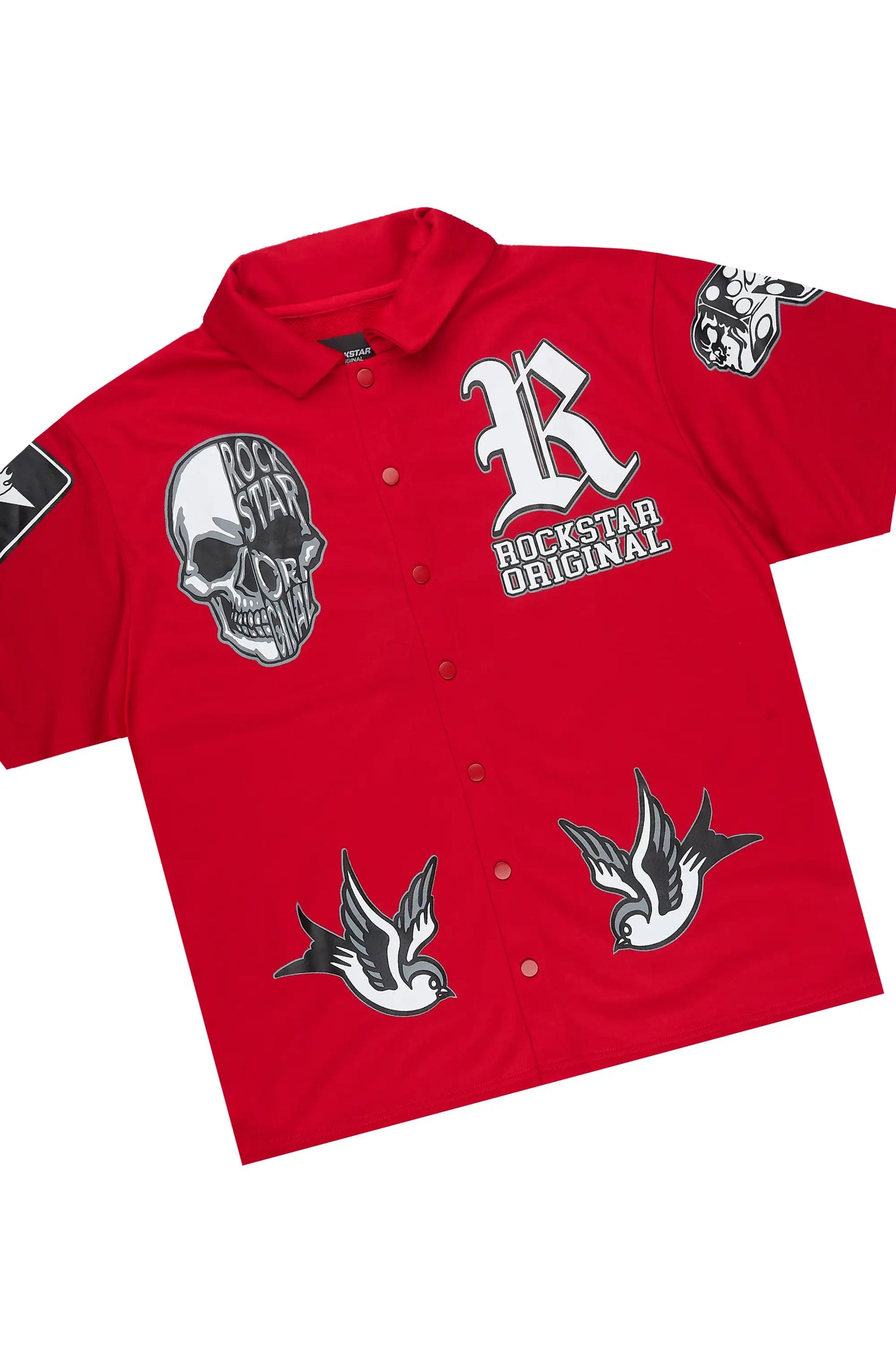 Vidar Red Button Down T-Shirt/Short Set