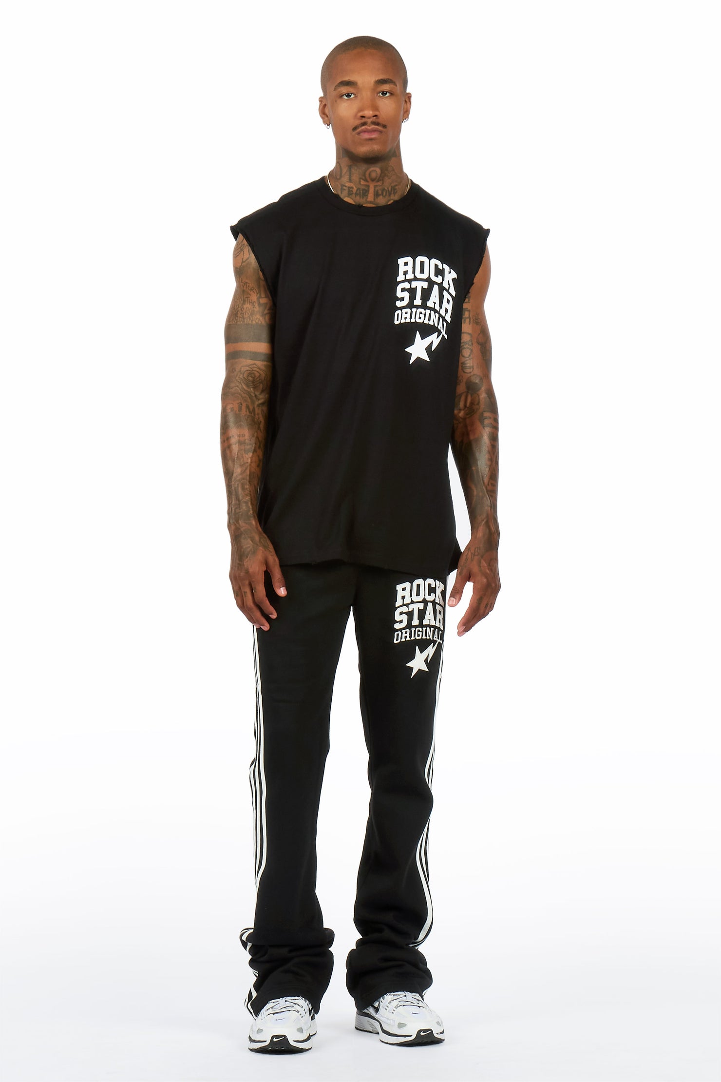 Gerrit Black Cut Sleeve/Baggy Pant Track Set