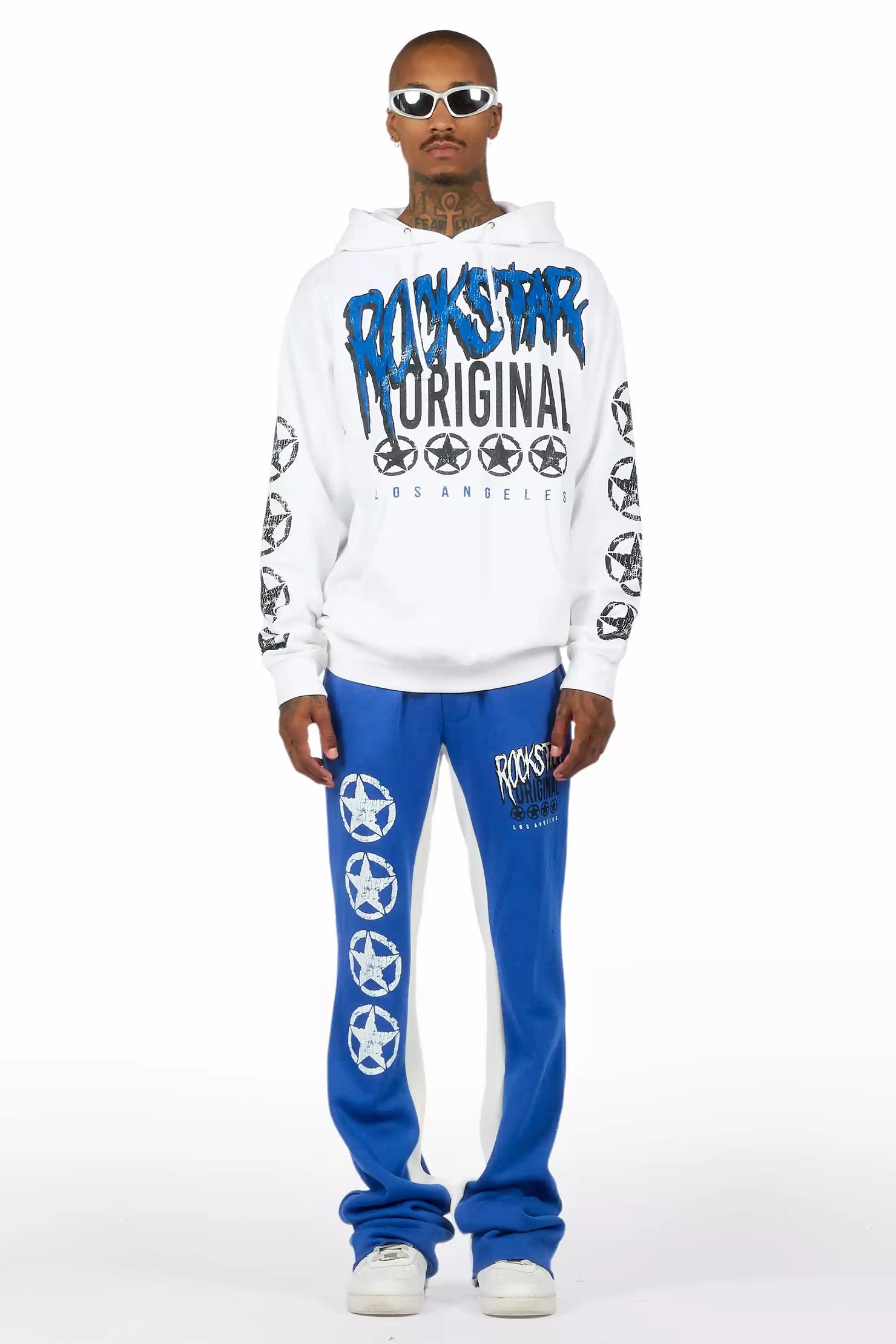 Wizzurd White/Royal Blue Hoodie Stacked Track Set