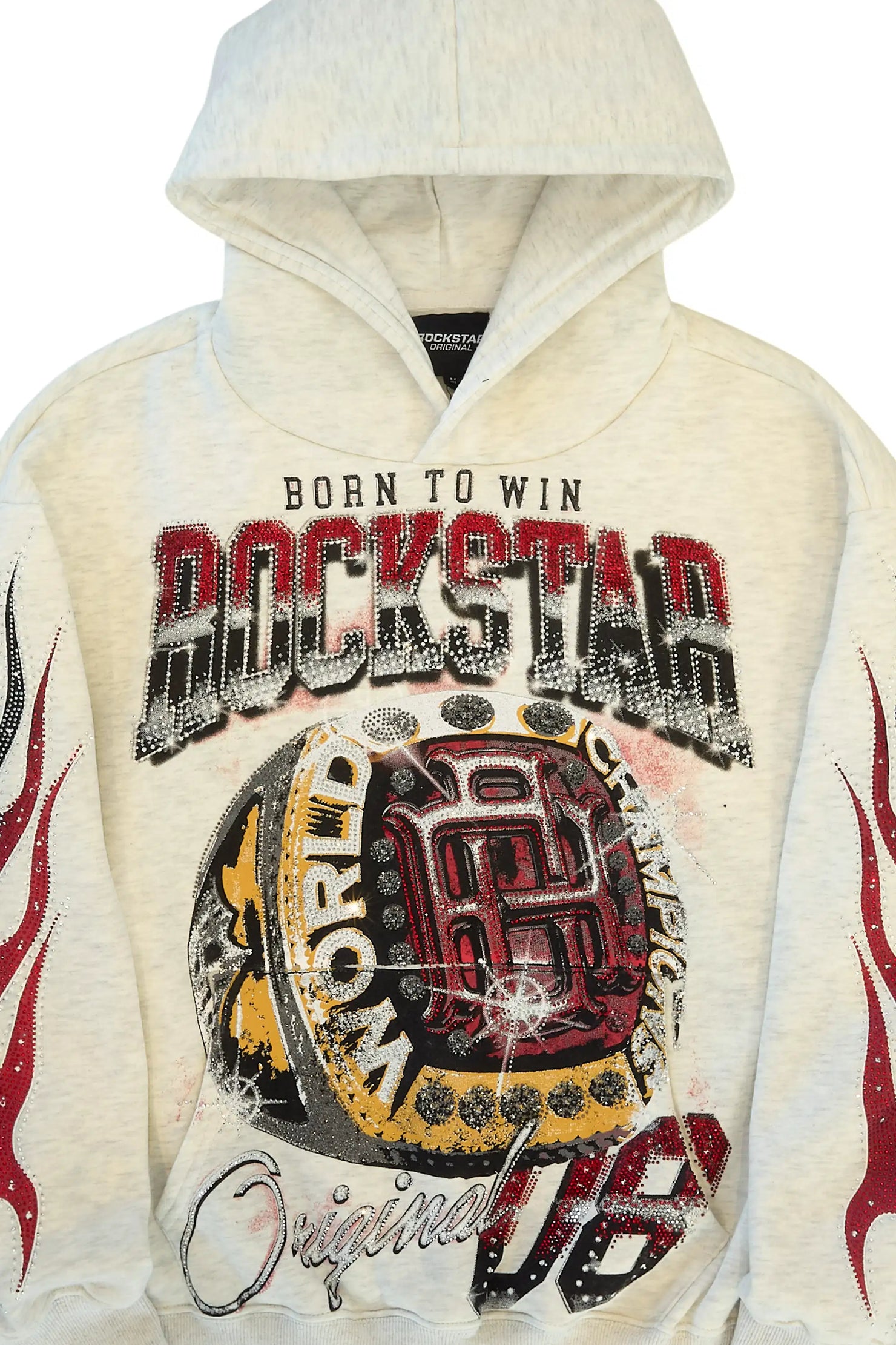 Glans Heather Grey Rhinestone Oversized Hoodie