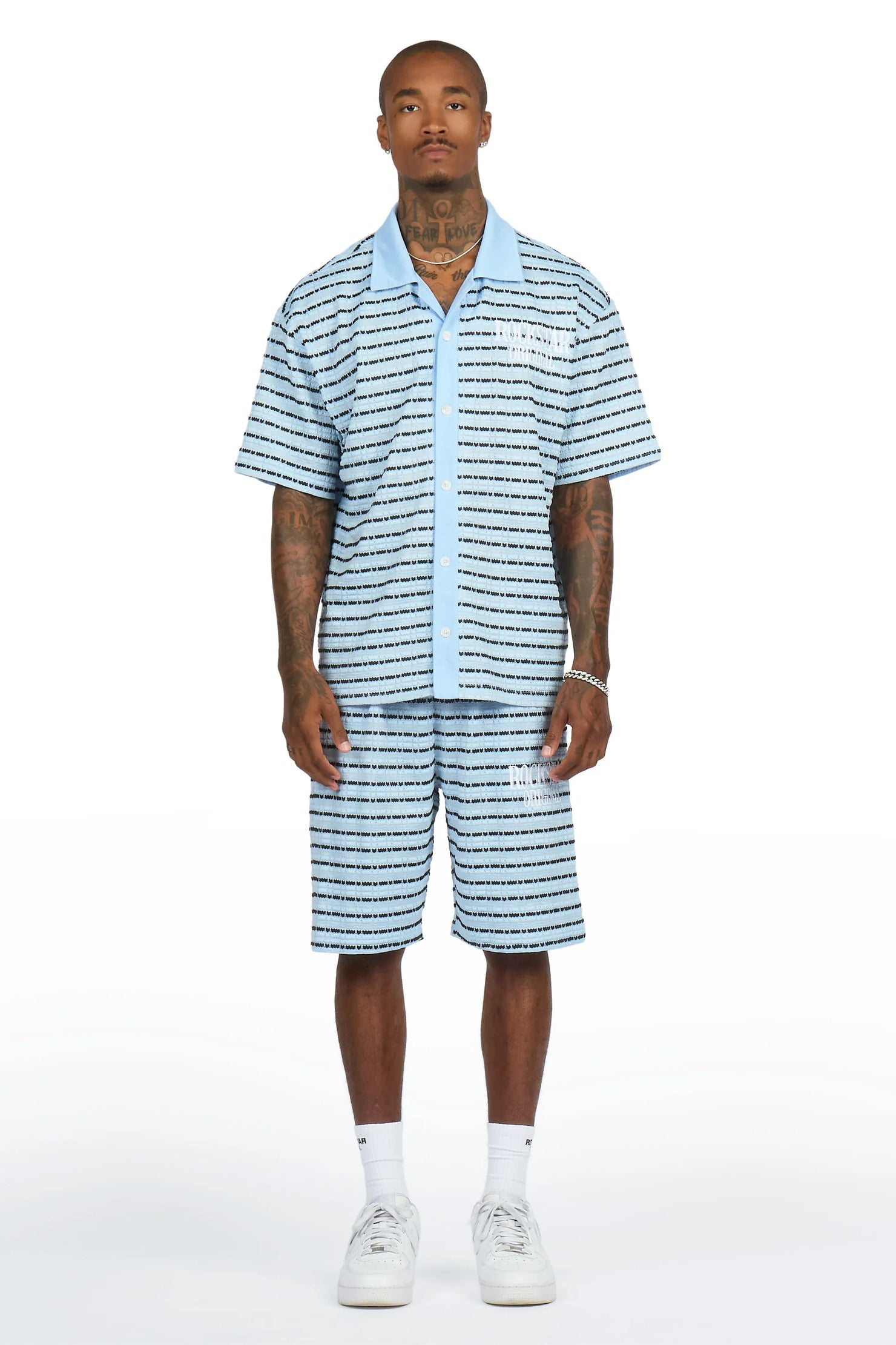 Jacobson Blue Button Down Shirt/Short Set