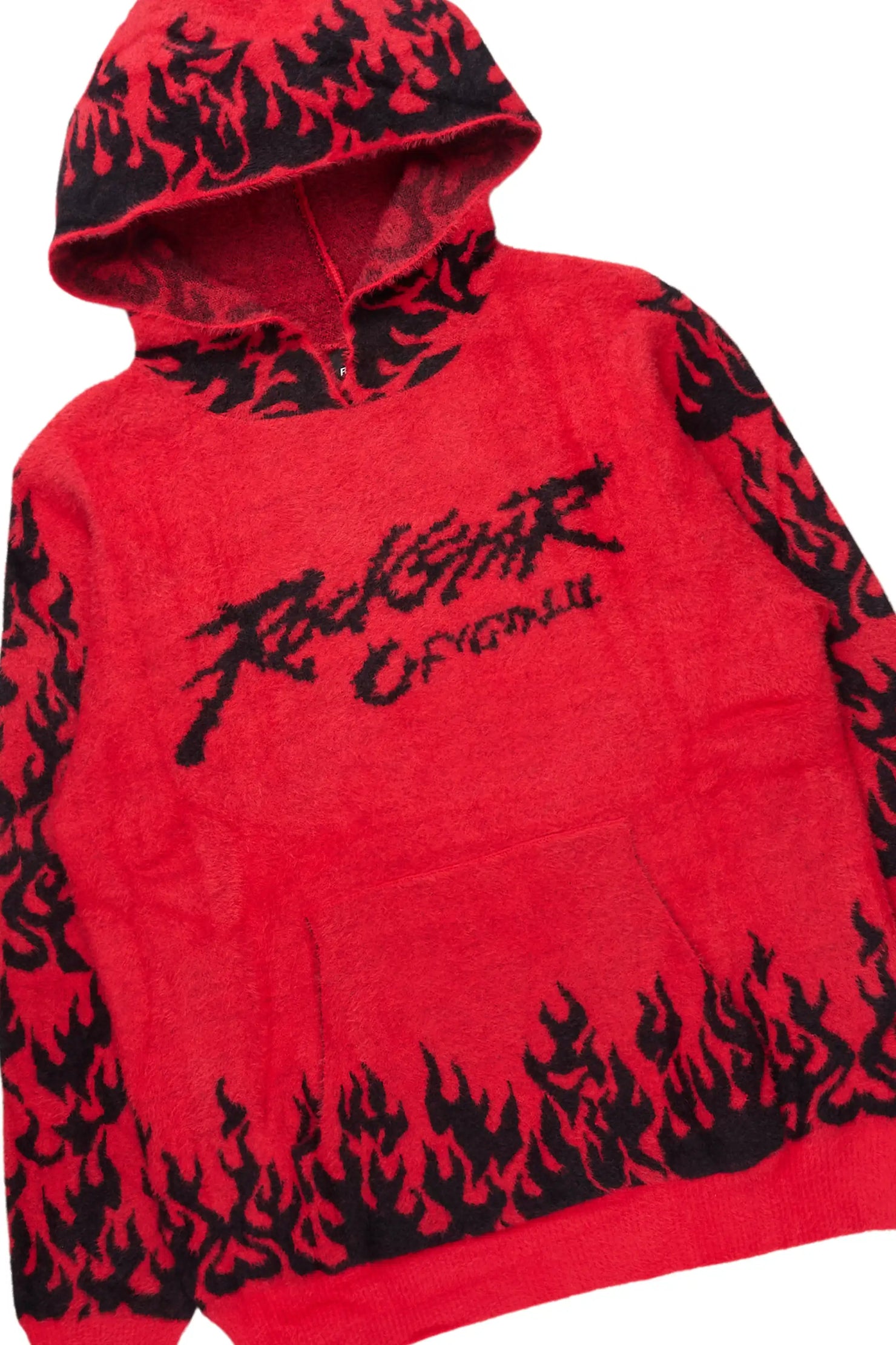 Yash Red Hoodie Stacked Flare Track Set