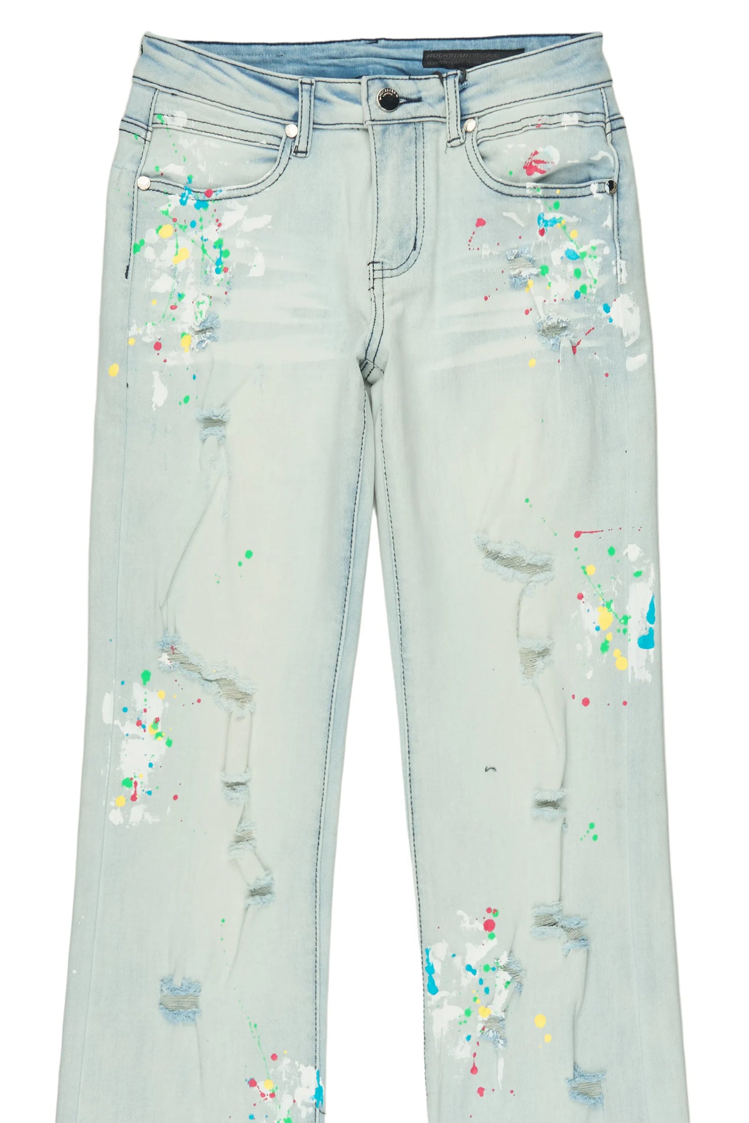 Boys Troy Blue/Multi Stacked Painter Jean