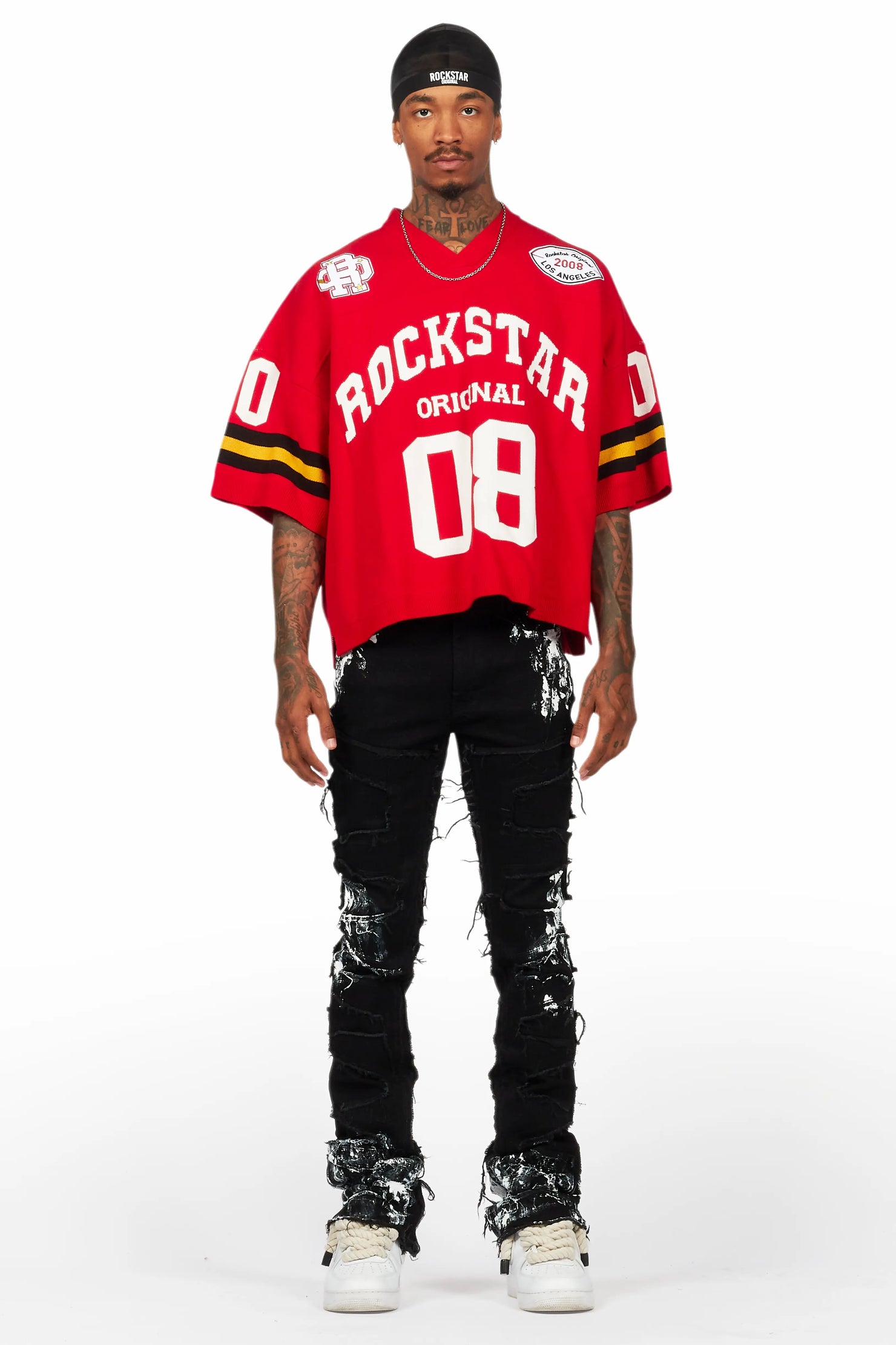 Kodak Black/White Painter Stacked Flare Fringe Jean