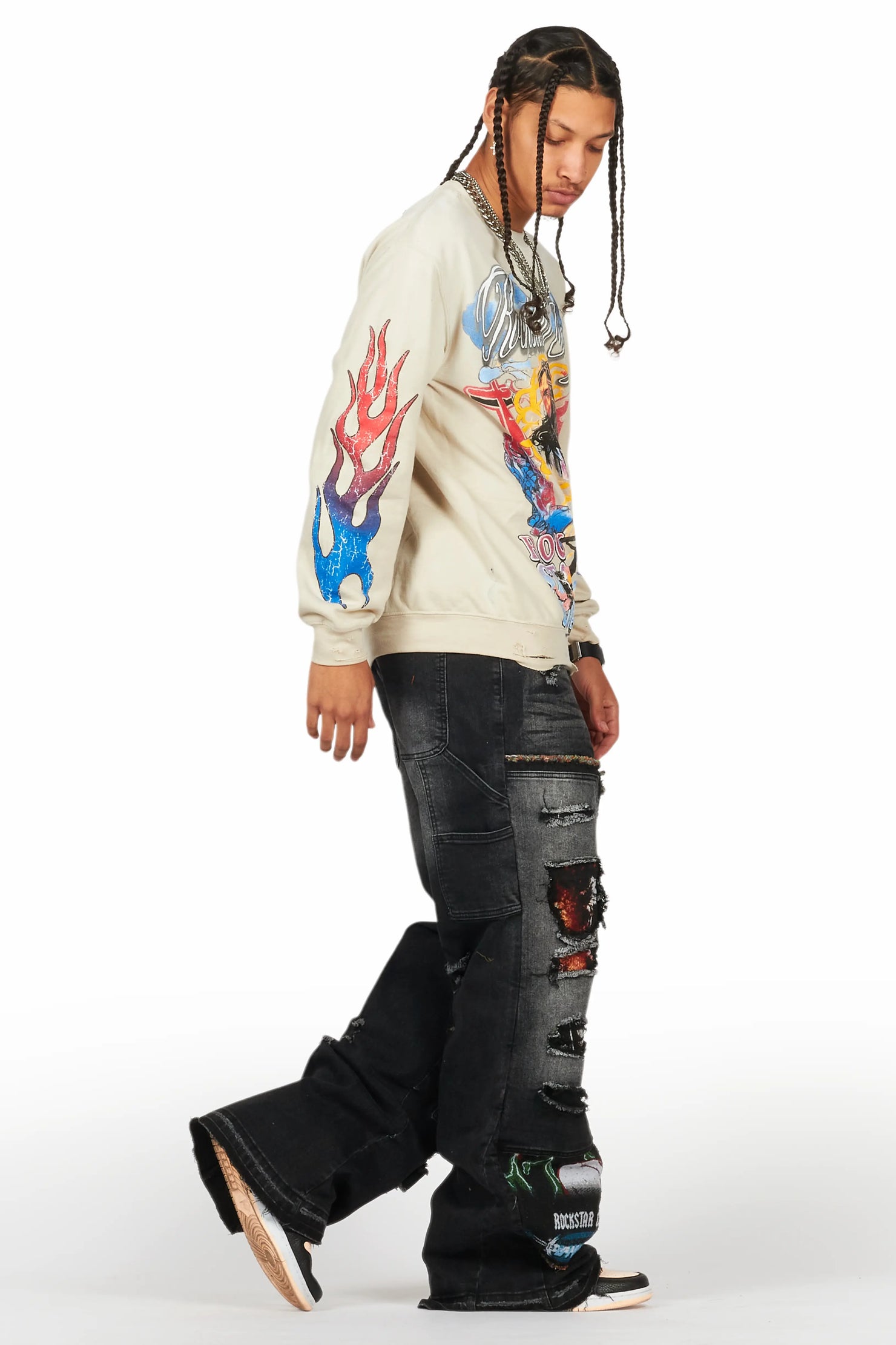 Tadashi Beige Graphic Crewneck