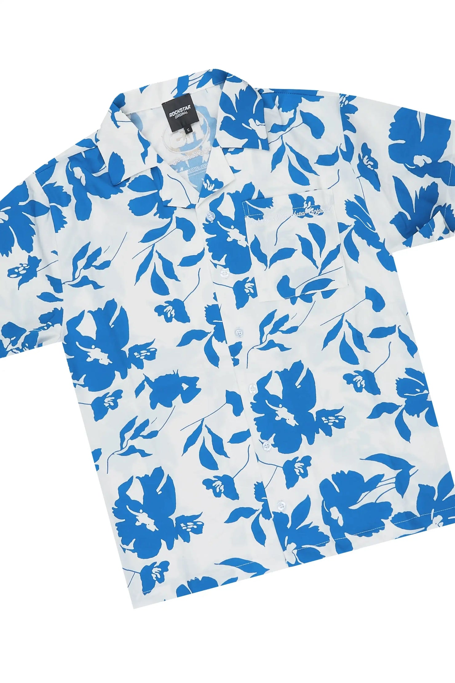 Boys Puka Blue/Cream Button Down Shirt/Short Set