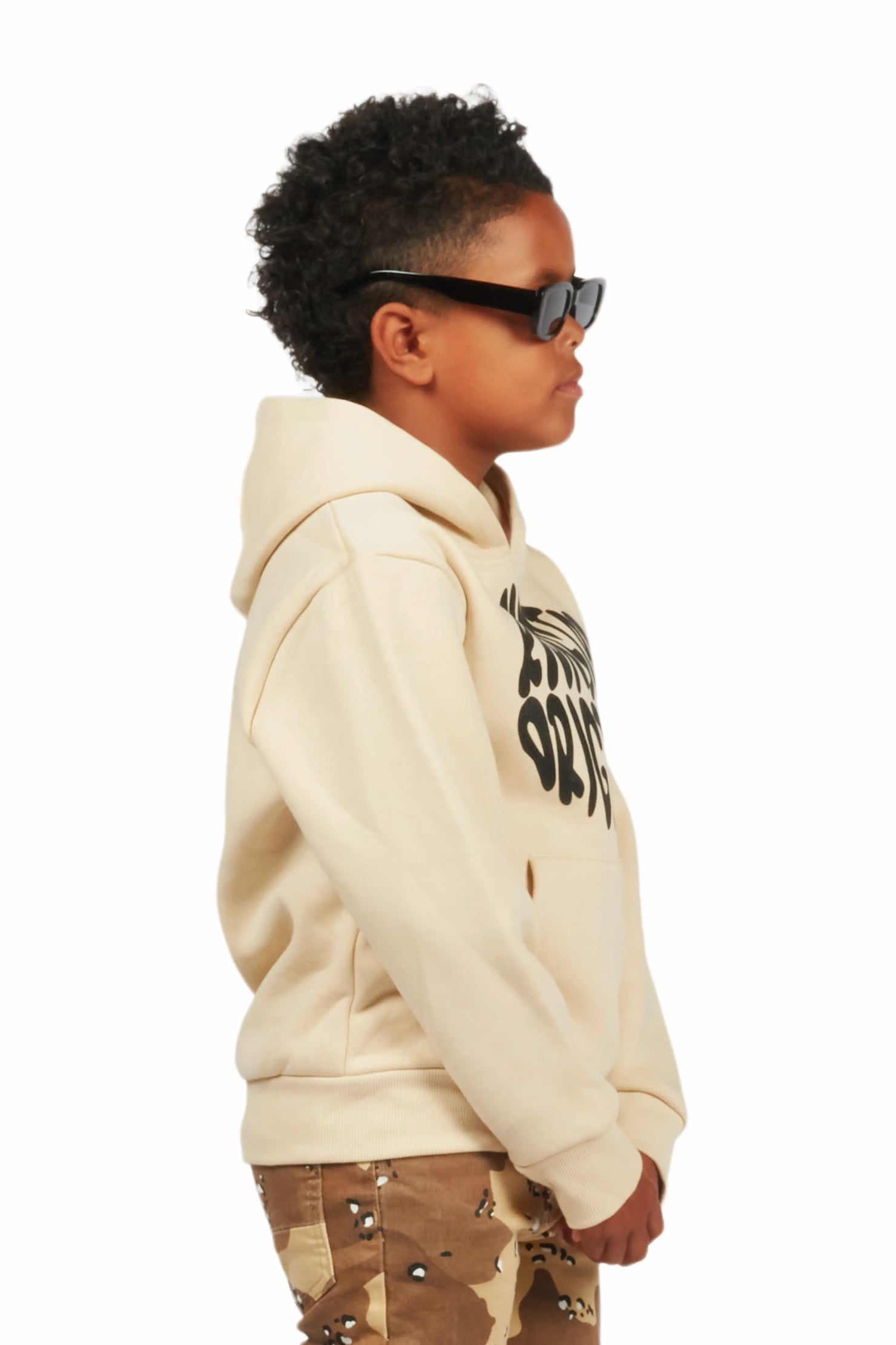 Boys Thierry Beige Graphic Hoodie