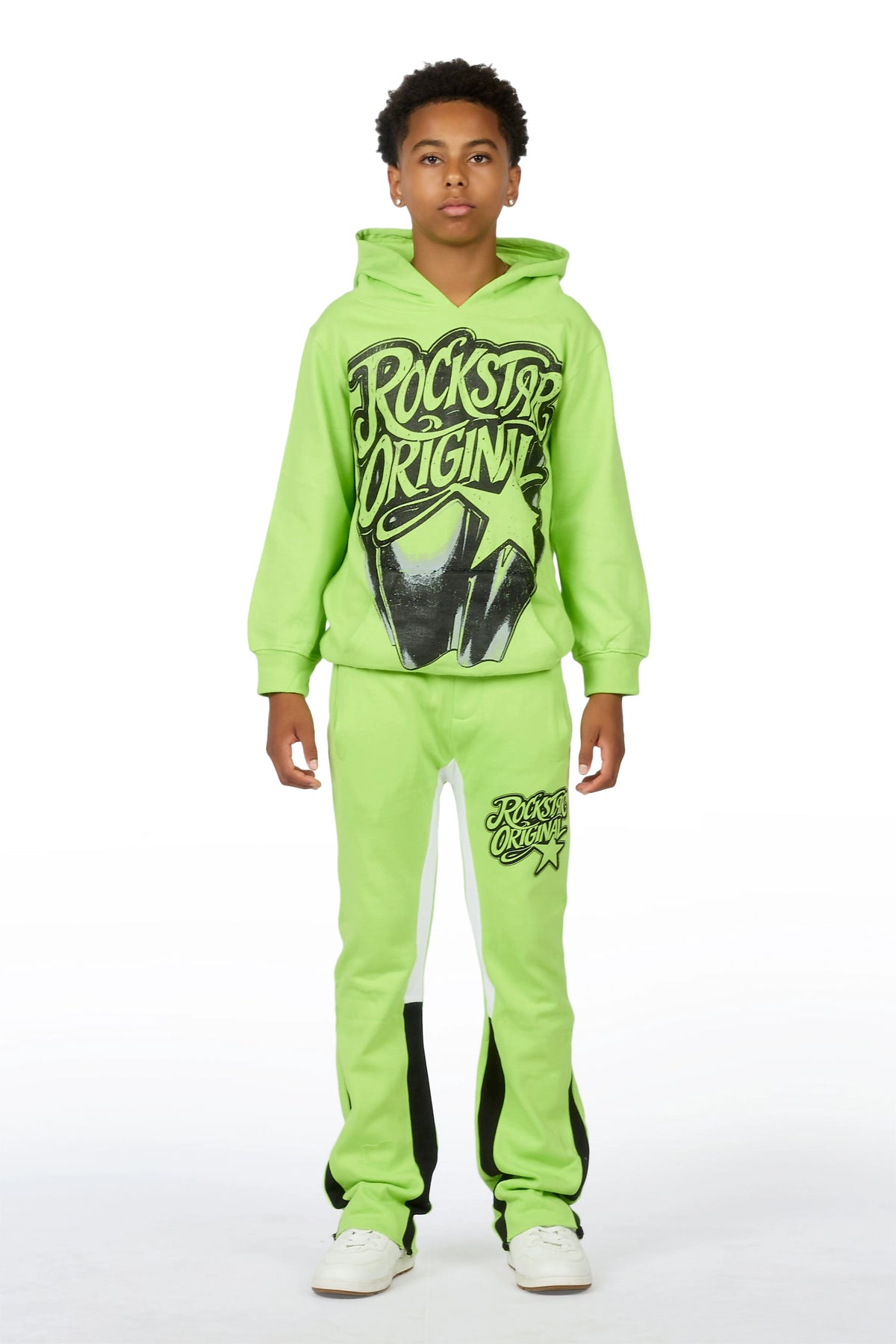 Boys Zayden Neon Yellow Hoodie Track Set