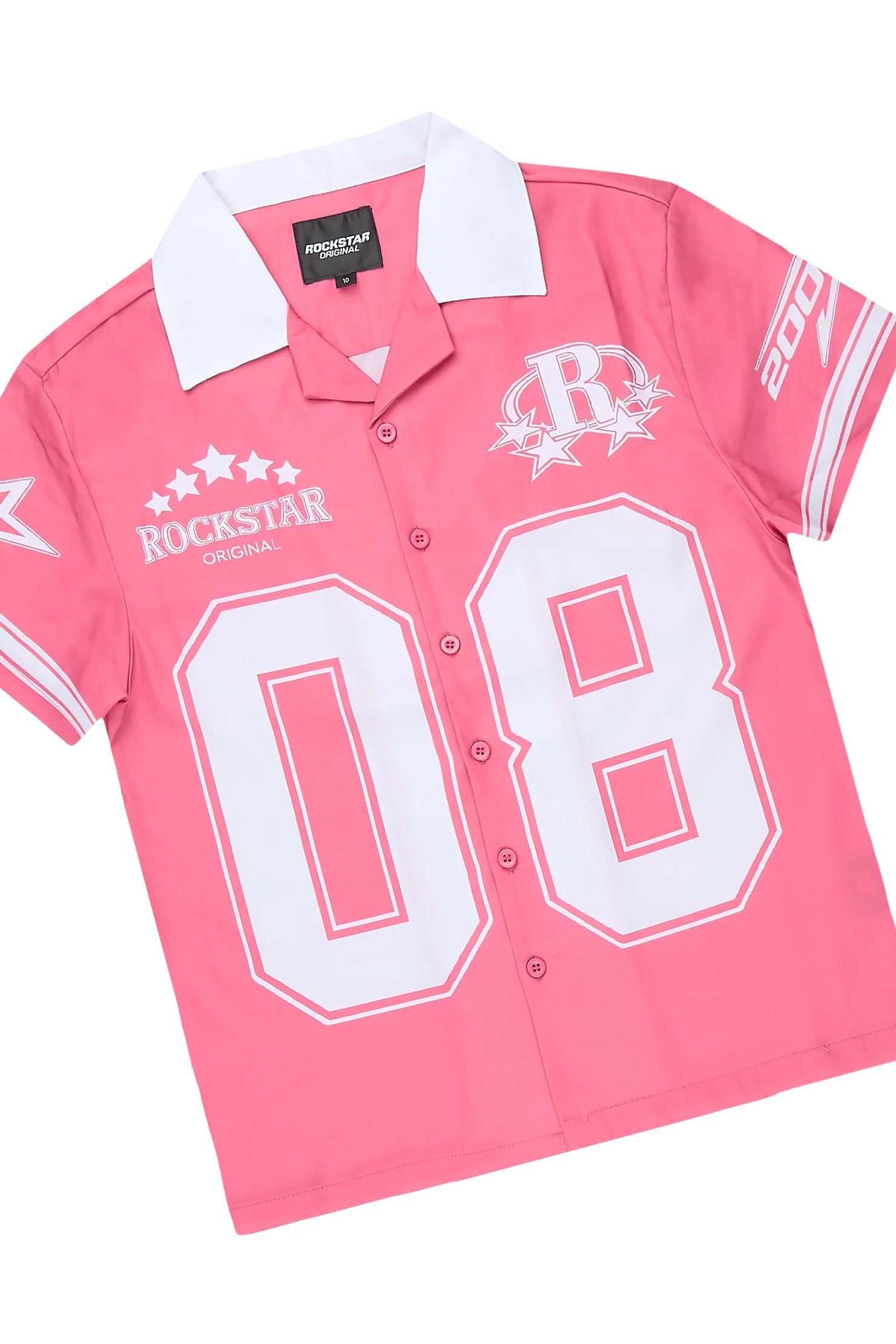 Girls Tinna Pink Button Down T-Shirt Short Set