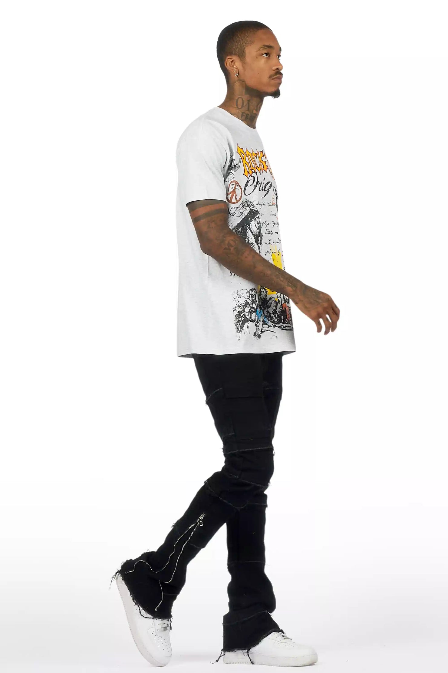 Horado Jet Black Stacked Flare Jean