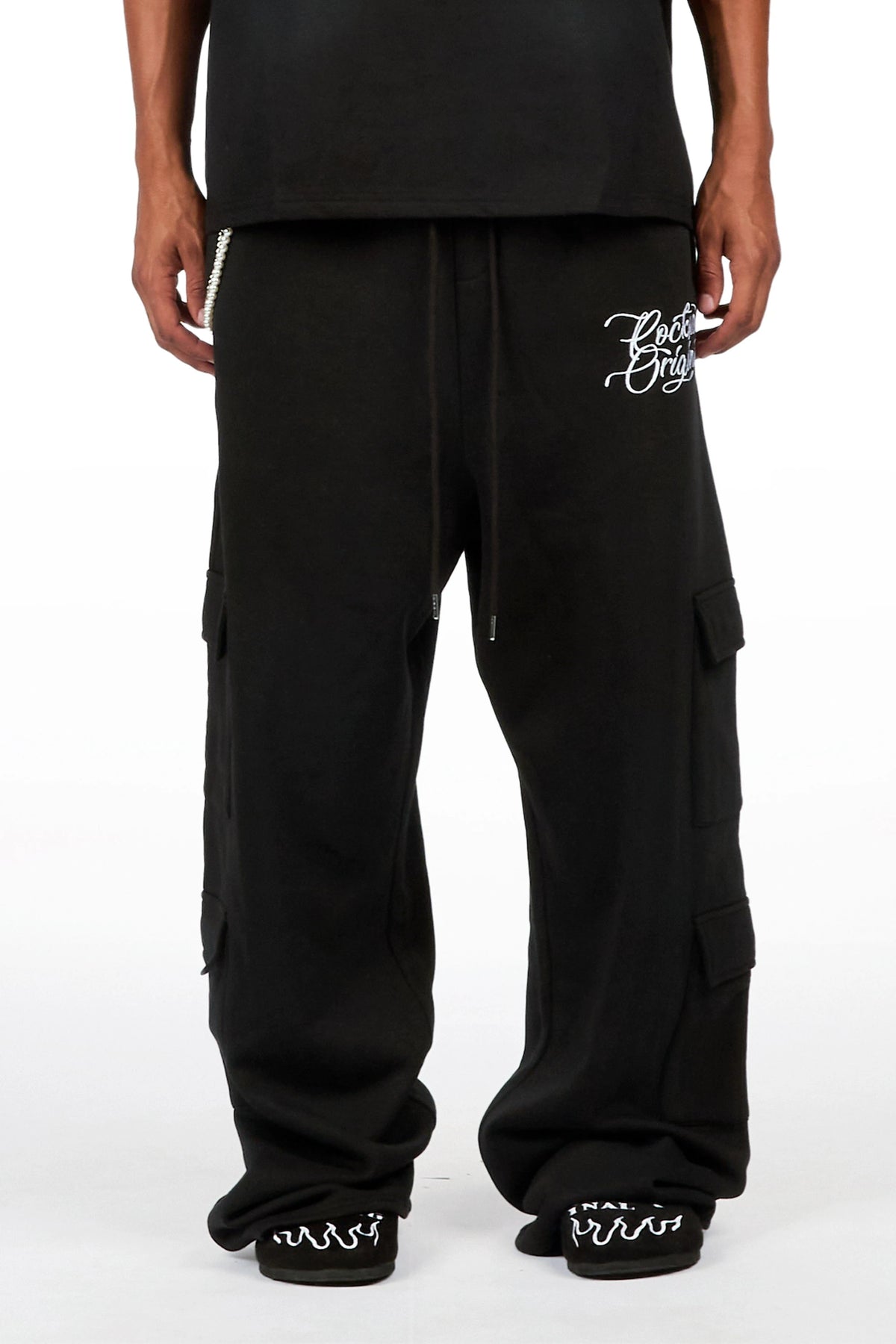 Adaty Black Chain Baggy Fit Pant