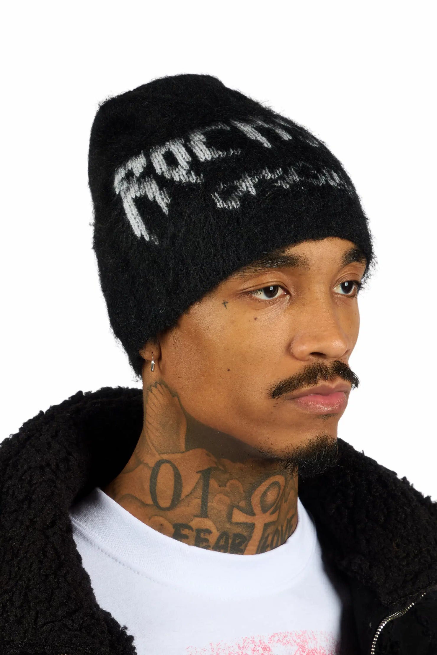 Andros Black Knitted Mohair Beanie