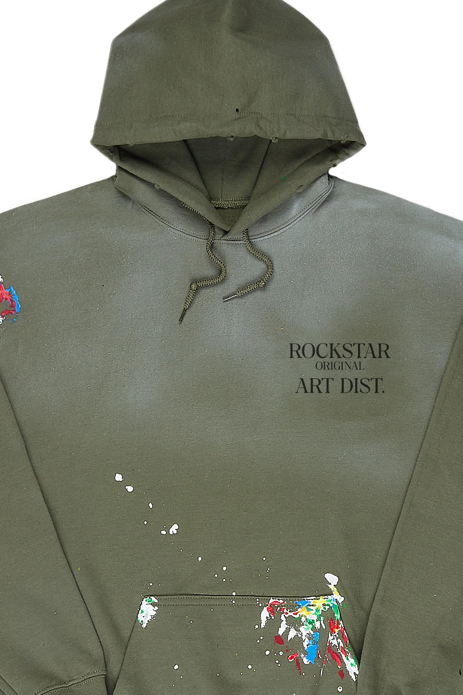 Rockstar Art Dist. Green Graphic Hoodie