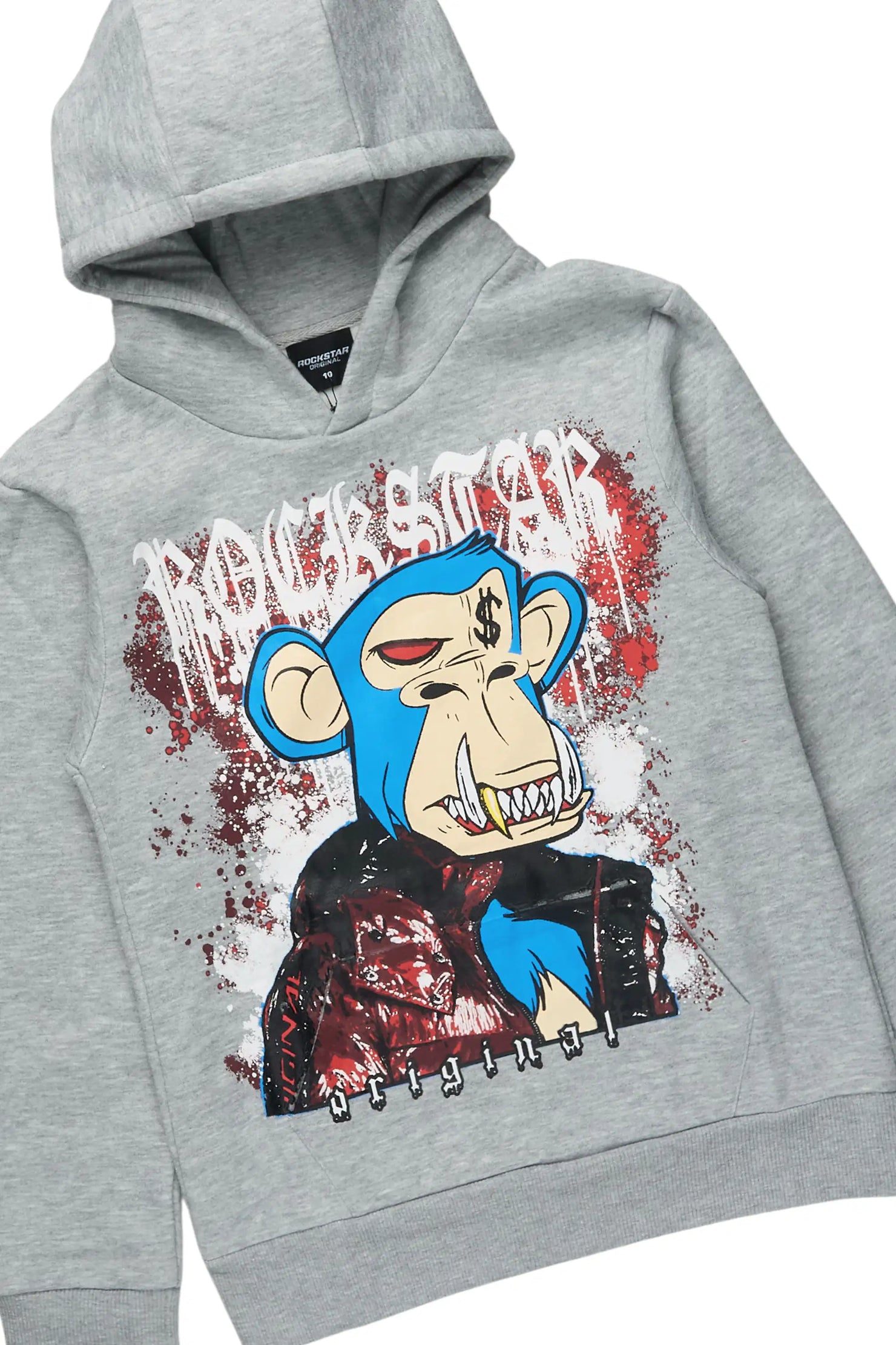 Boys Delzzon Grey Hoodie & Shake Tint Stacked Jean Set