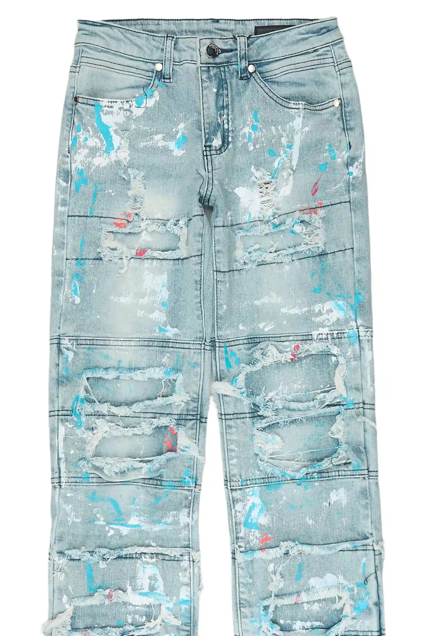 Boys Vasso Blue Stacked Painter Flare Jean