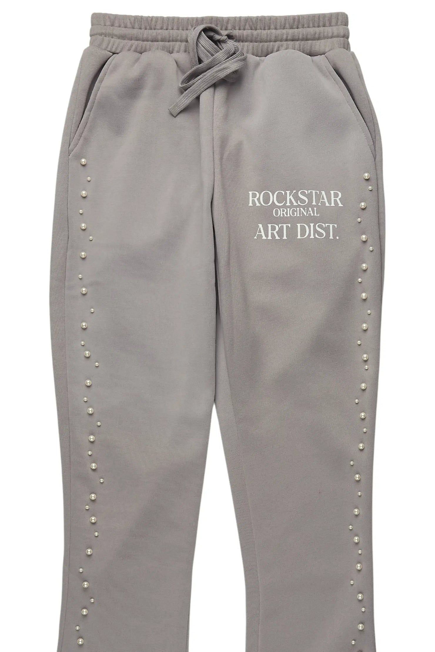 Nikkia Grey Pearl Stacked Track Pant