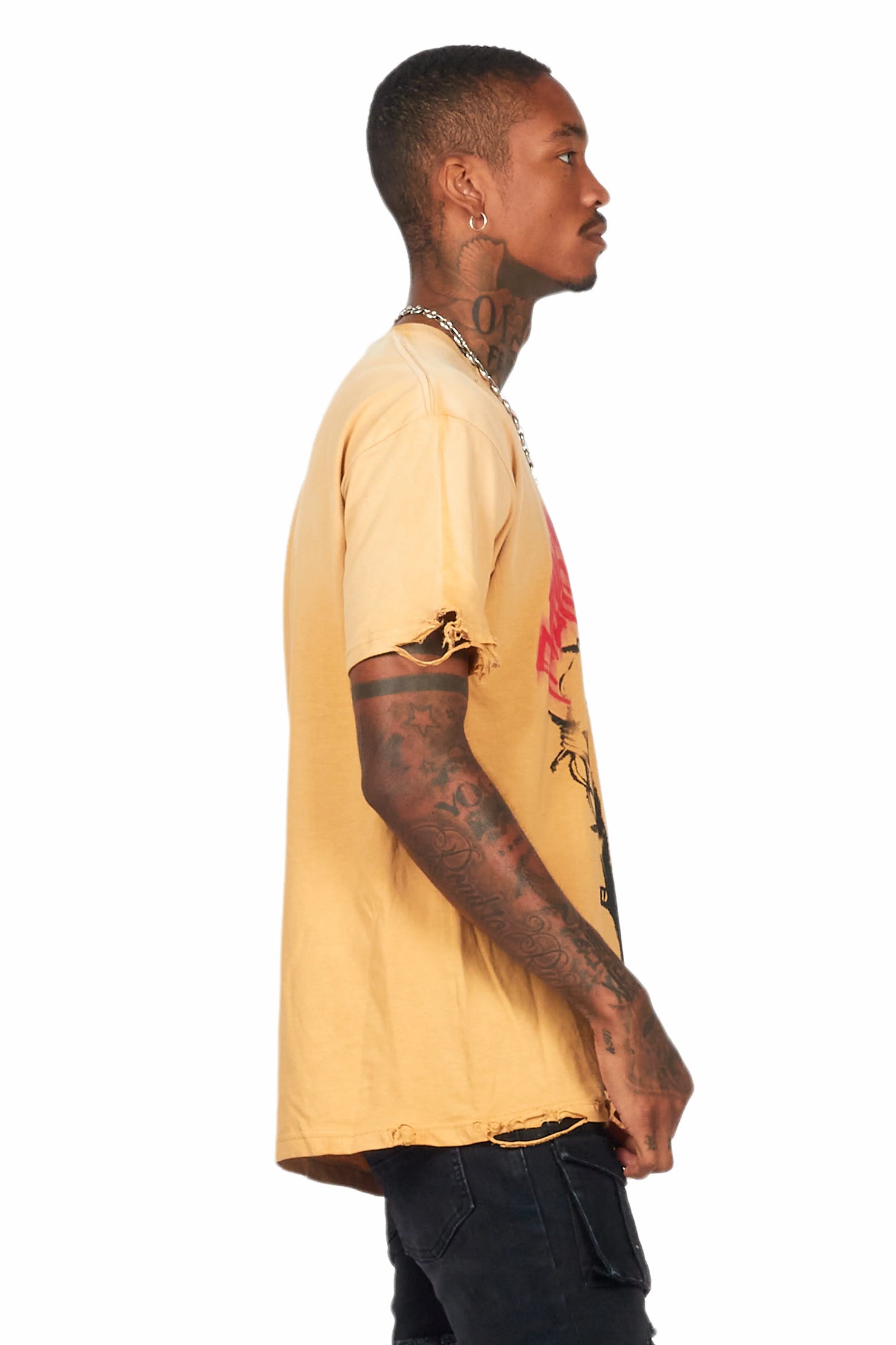 Moira Beige Oversized Graphic T-Shirt