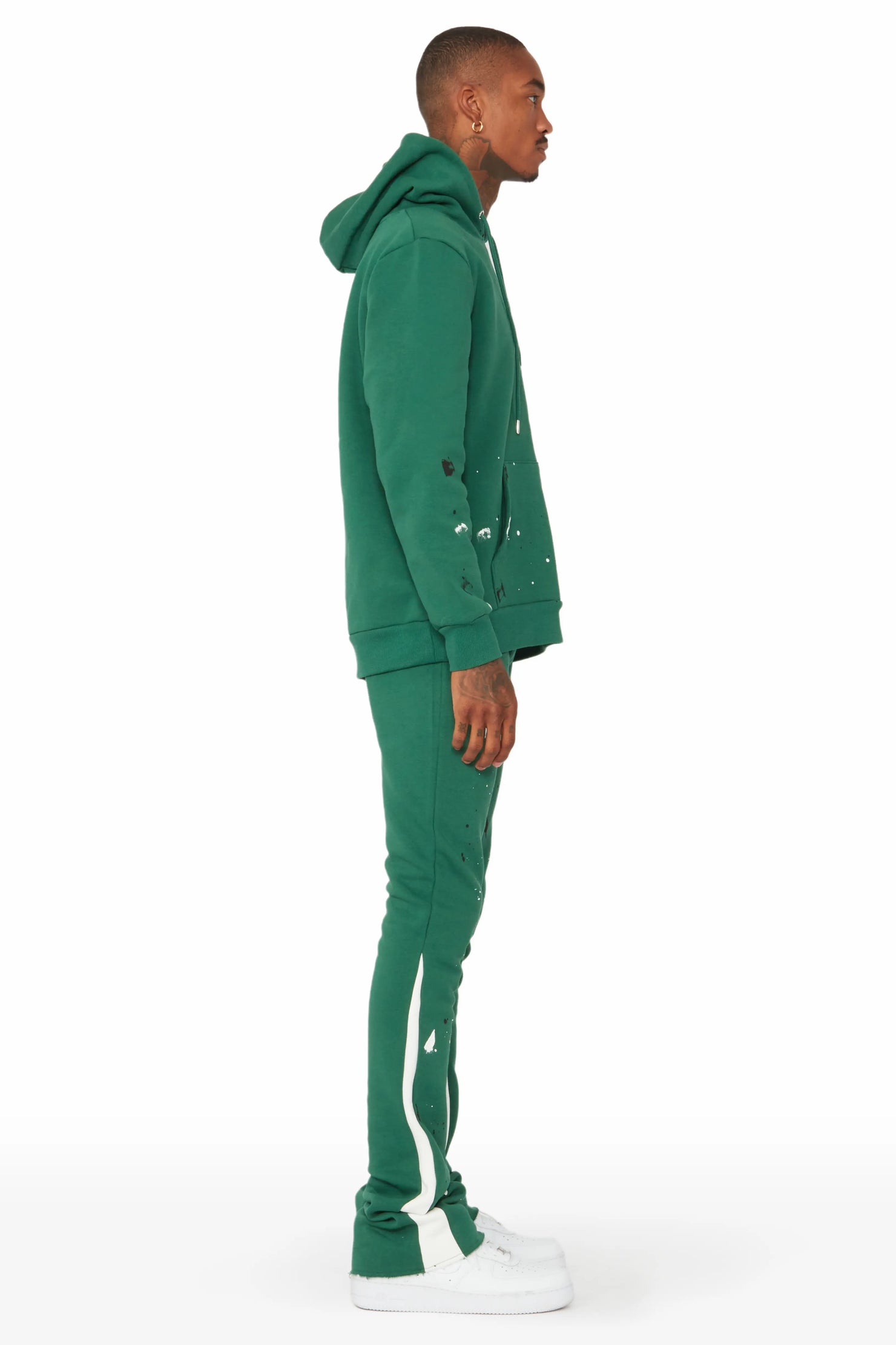 Jaco Green Hoodie Stacked Flare Pant Track Set