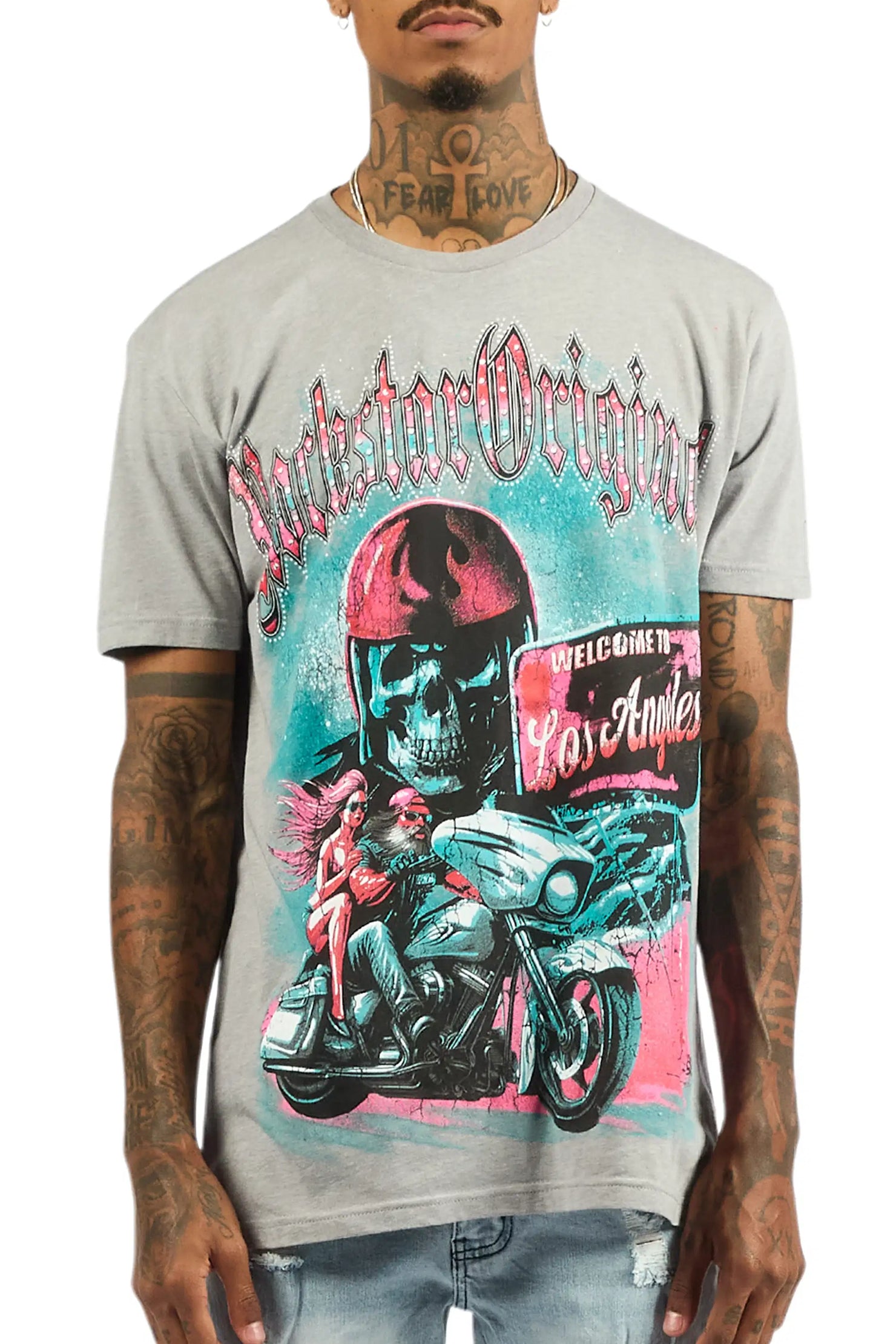 Reece 2.0 Heather Grey/Multi Oversized Graphic T-Shirt