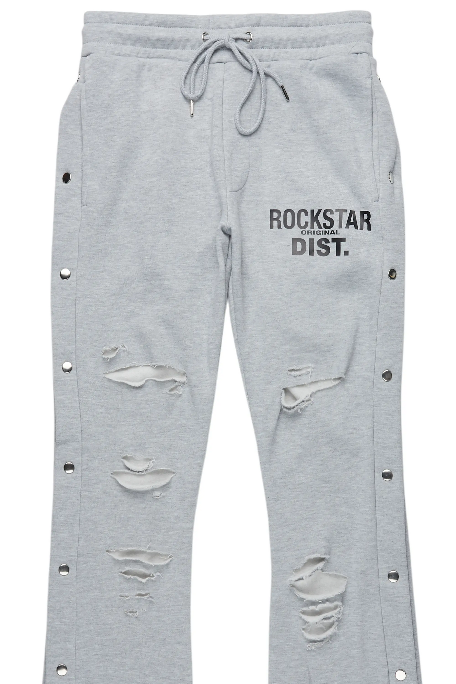 Chance Heather Grey Baggy Snap Button Pant