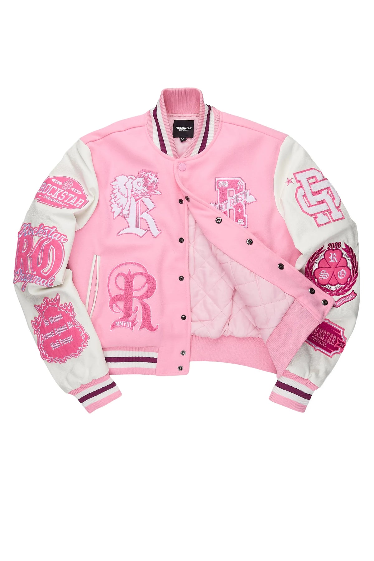 Shamarria Pink/White Oversized Varsity Jacket