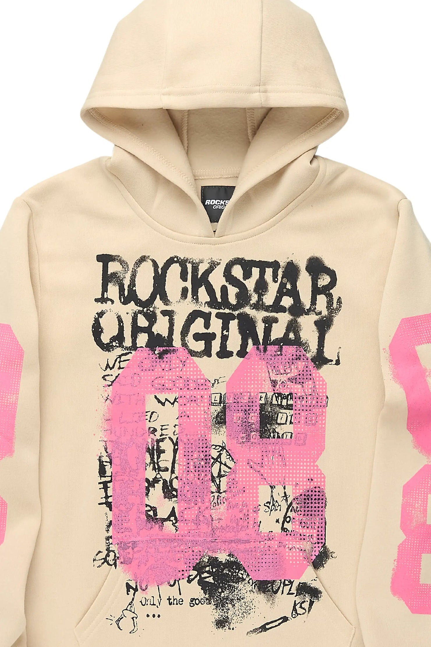 Boys Grill Beige/Pink Graphic Hoodie