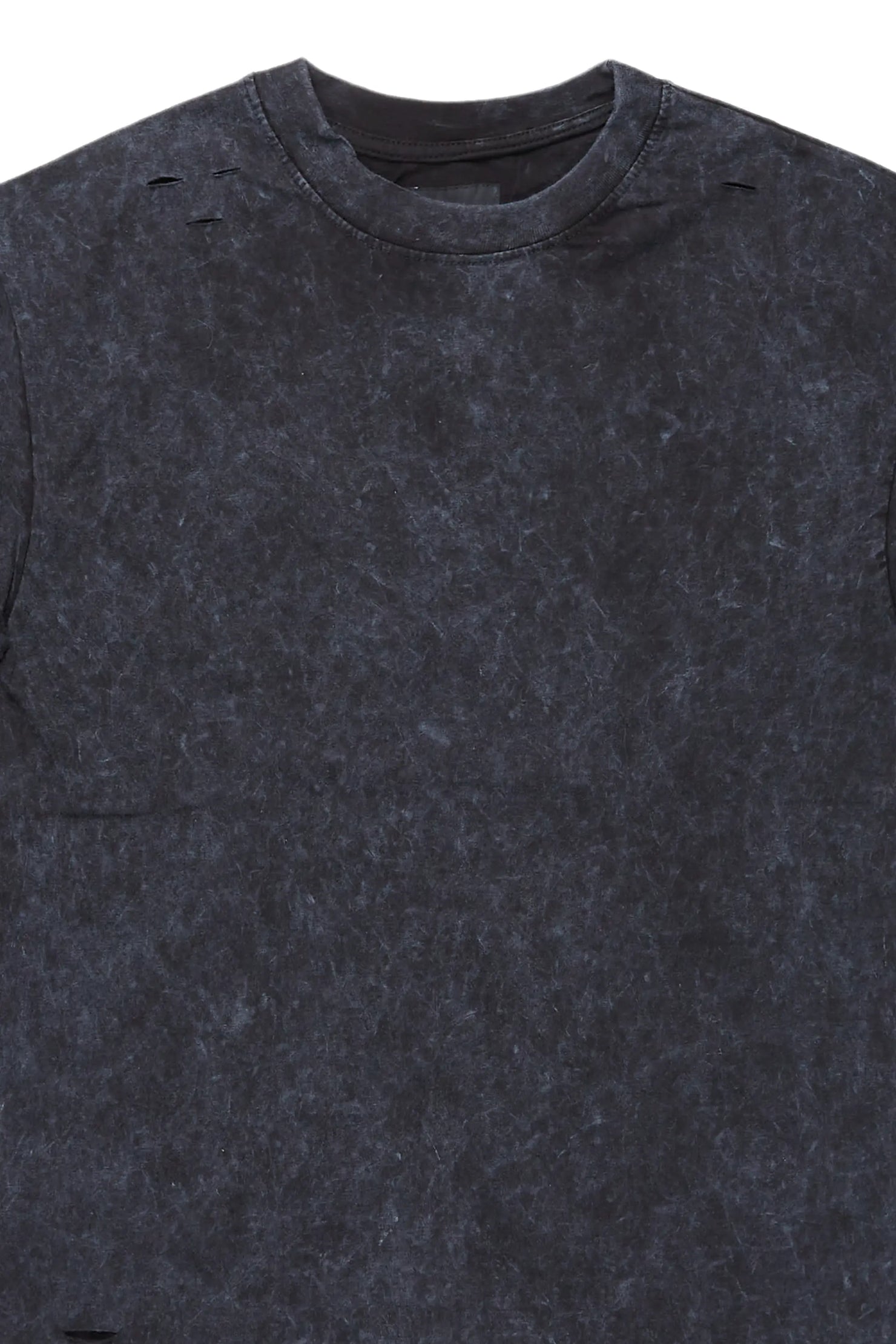 Basic Rockstar Vintage Black Oversized Distressed Plain T-Shirt