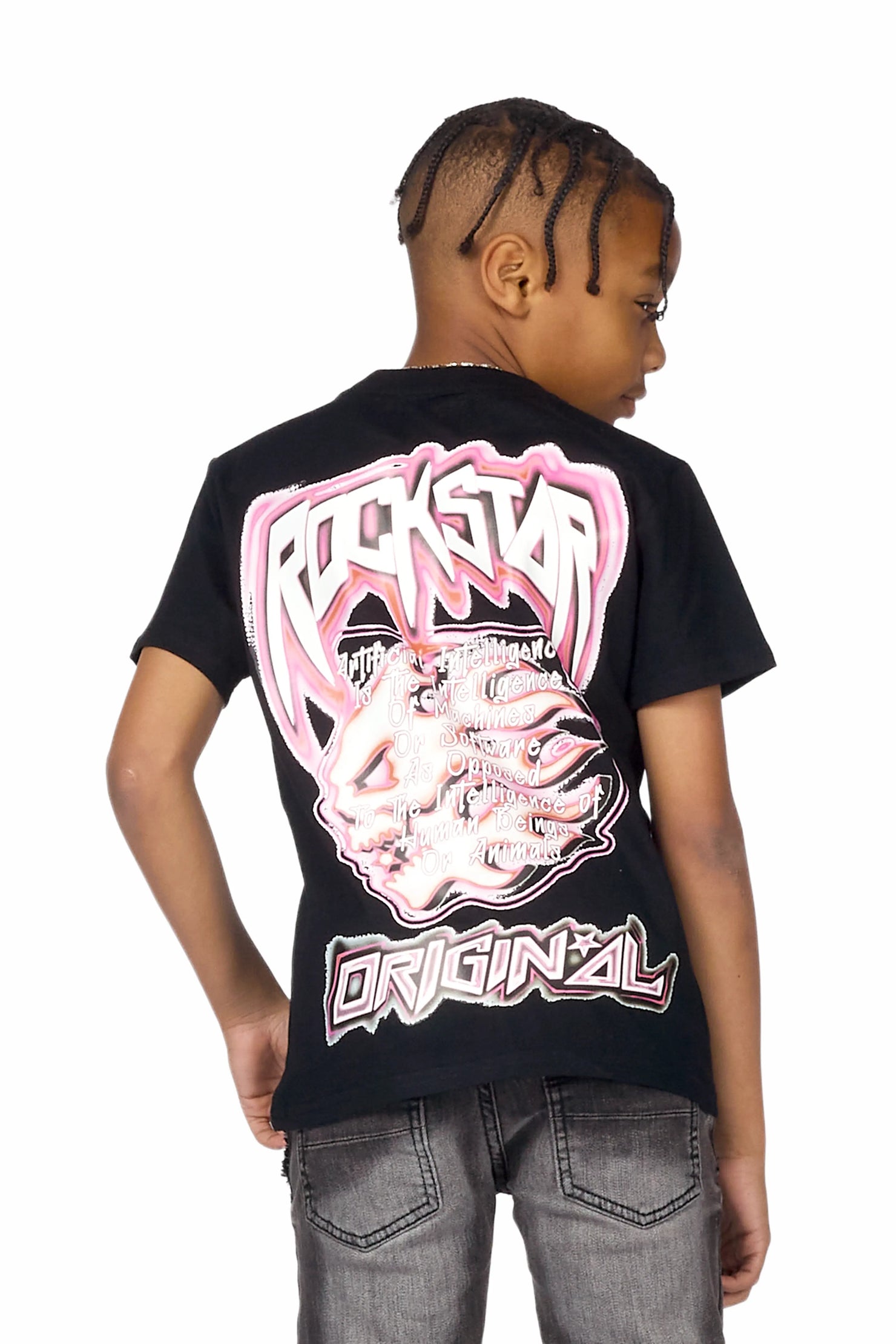 Boys Saburo Black T-Shirt/Super Stacked Flare Jean