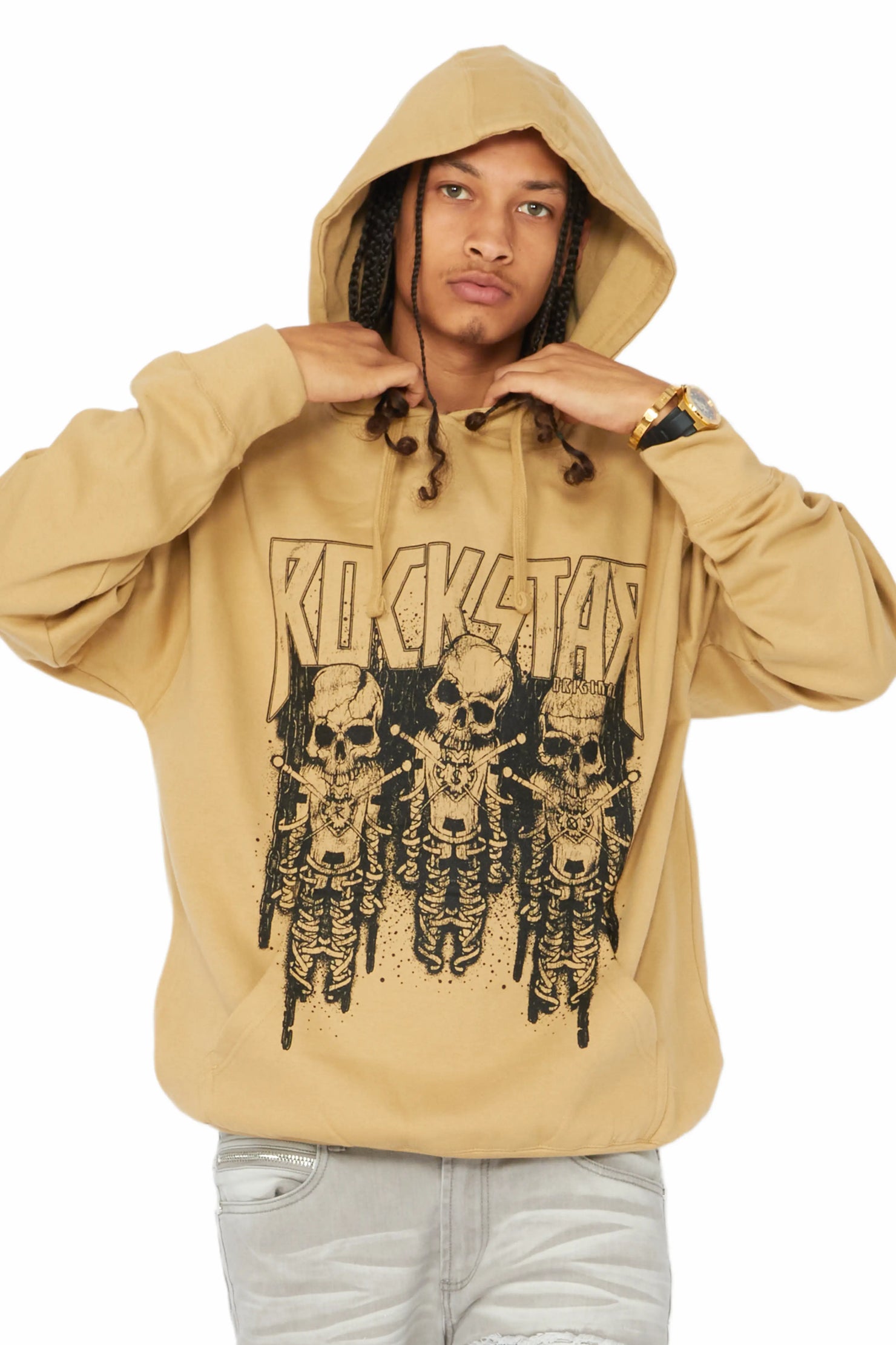 Sabbath Beige Graphic Printed Hoodie