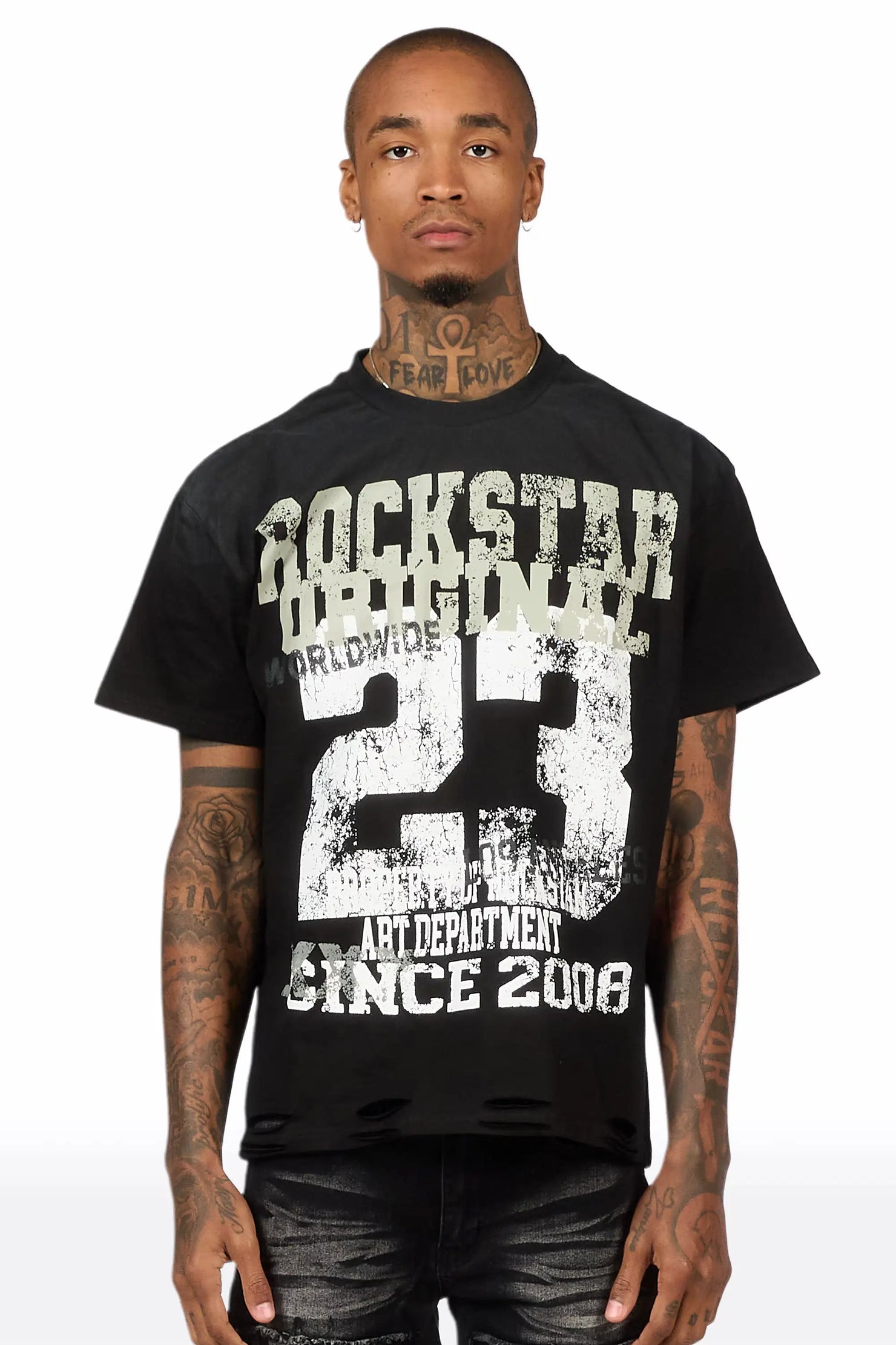 Kyvaris Black Oversized Graphic T-Shirt
