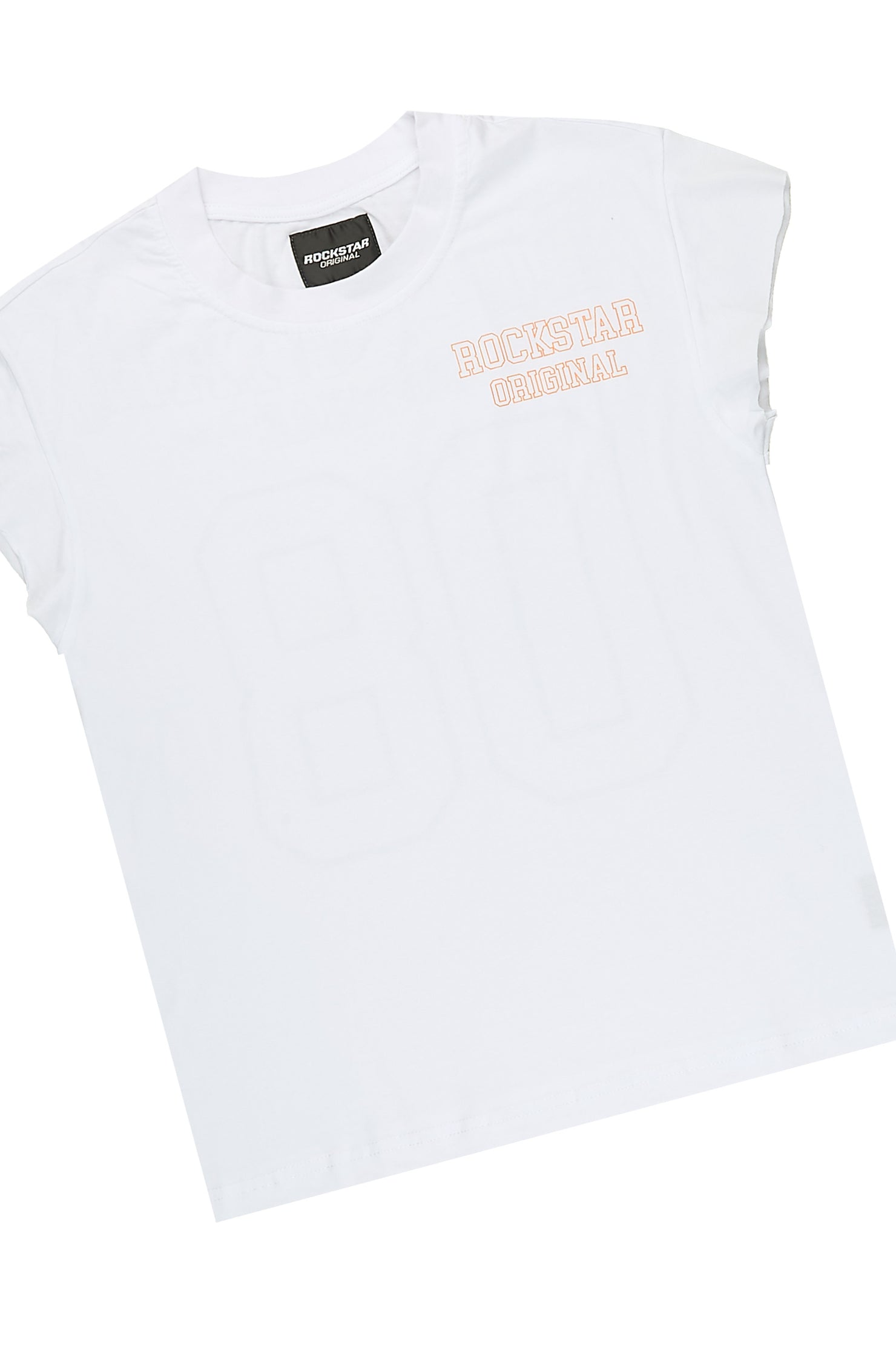 Boys Lusent White/Orange Muscle Tee/Jort Set