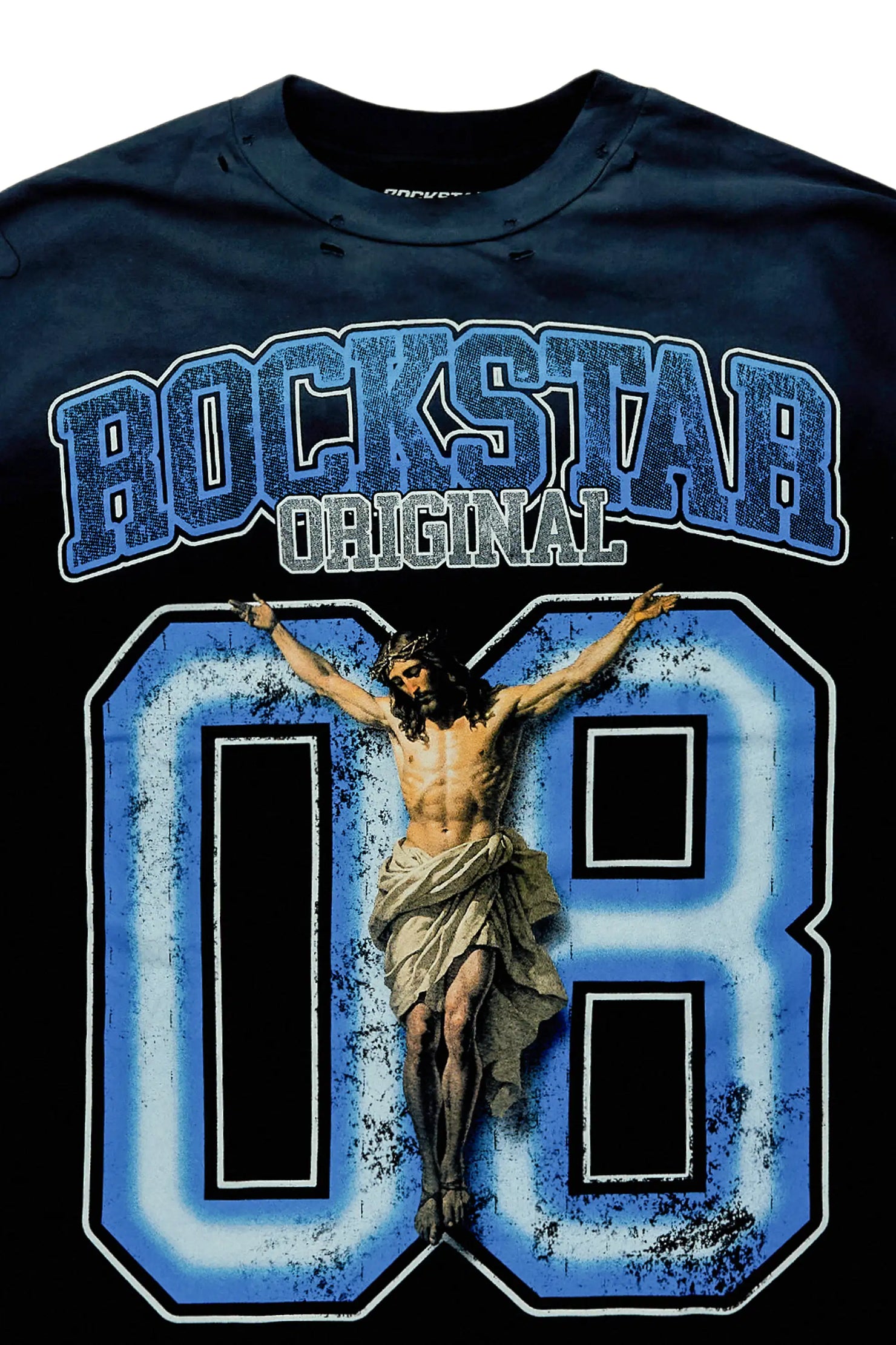 Fields Black/Blue Double Layer Long Sleeve Graphic T-Shirt