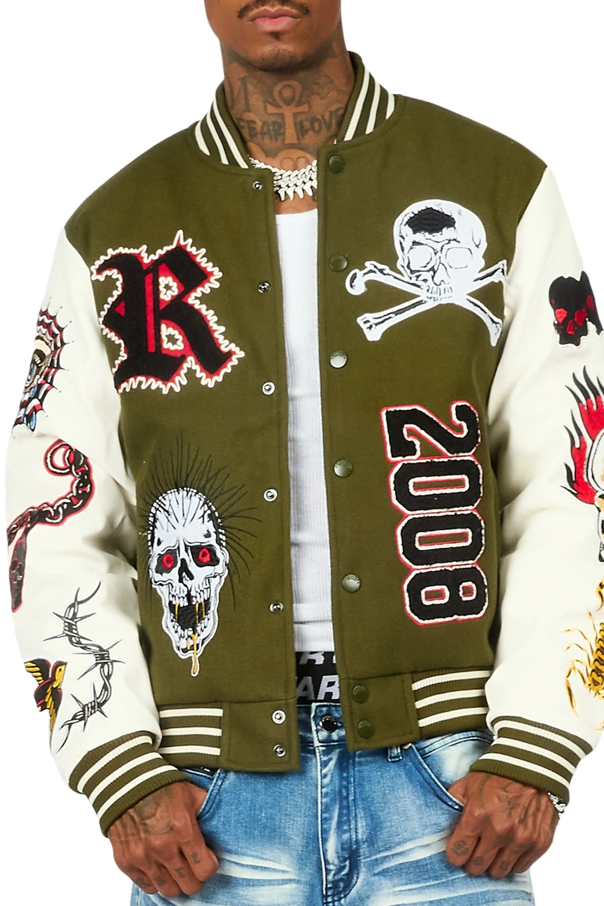 Brennin Olive Varsity Jacket