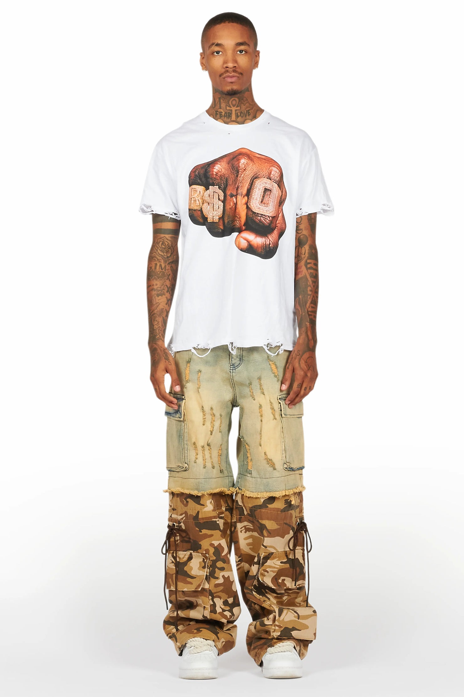 Baatar Blue/Brown Camo Baggy Fit Jean