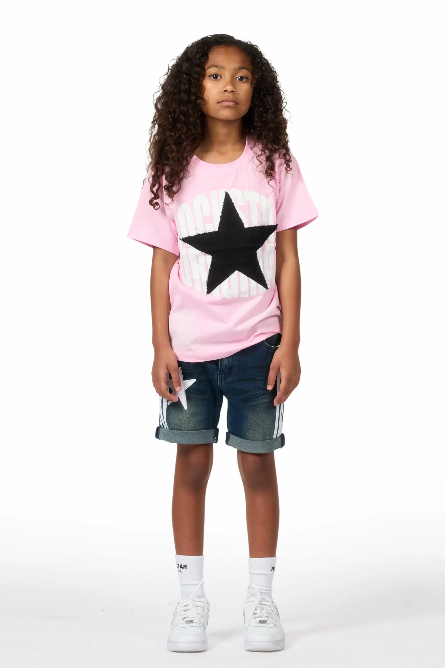 Girls Jumiper Pink/Blue T-Shirt/Denim Short Set