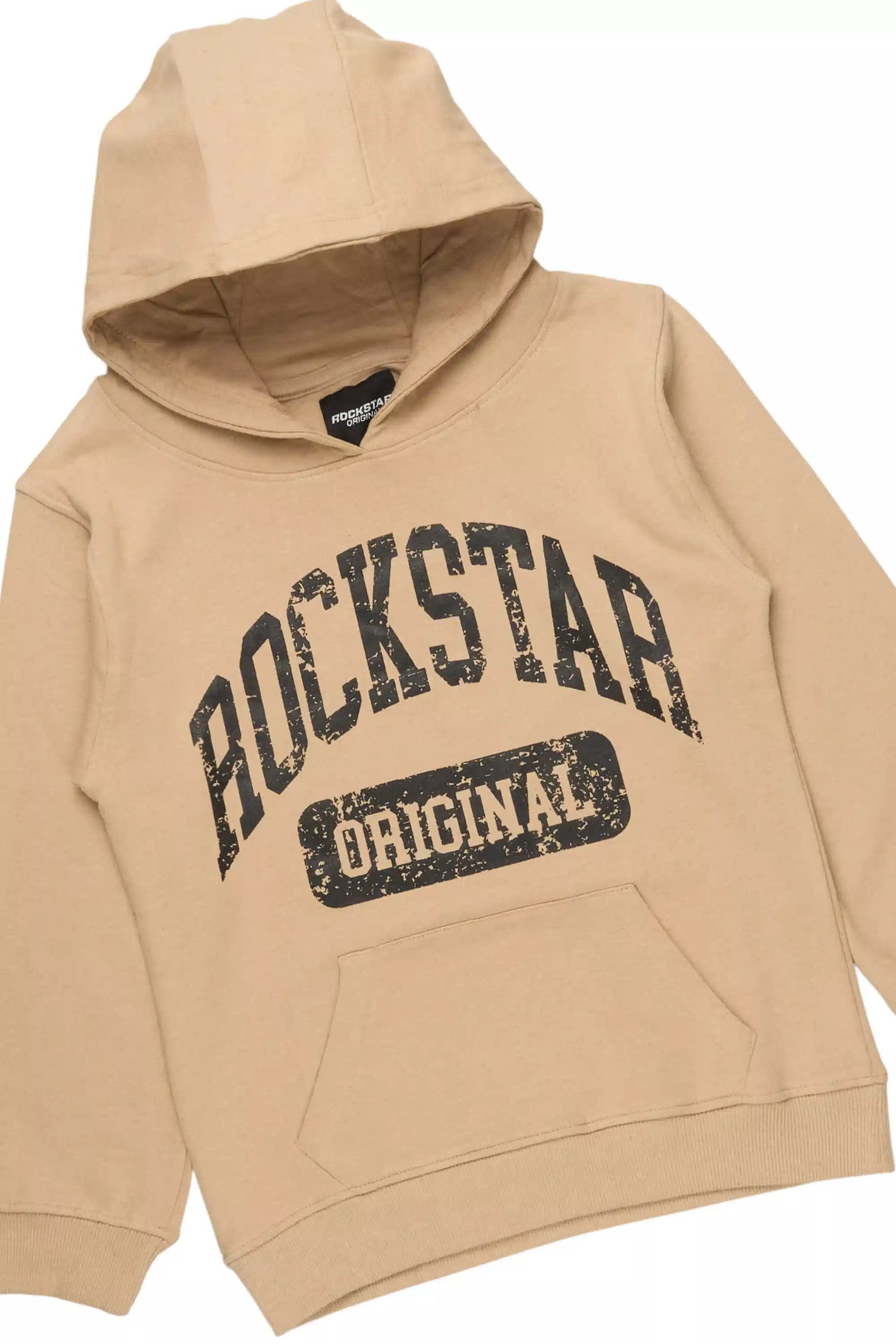 Boys Member Beige/Black Hoodie Stacked Flare Track Set