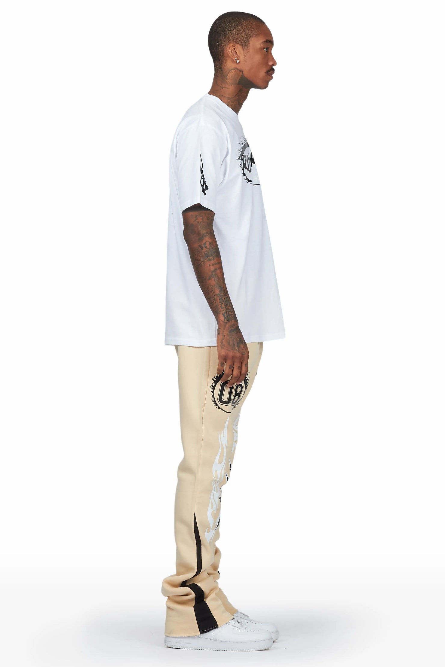 Draven White/Beige T-Shirt Stacked Flare Trackset
