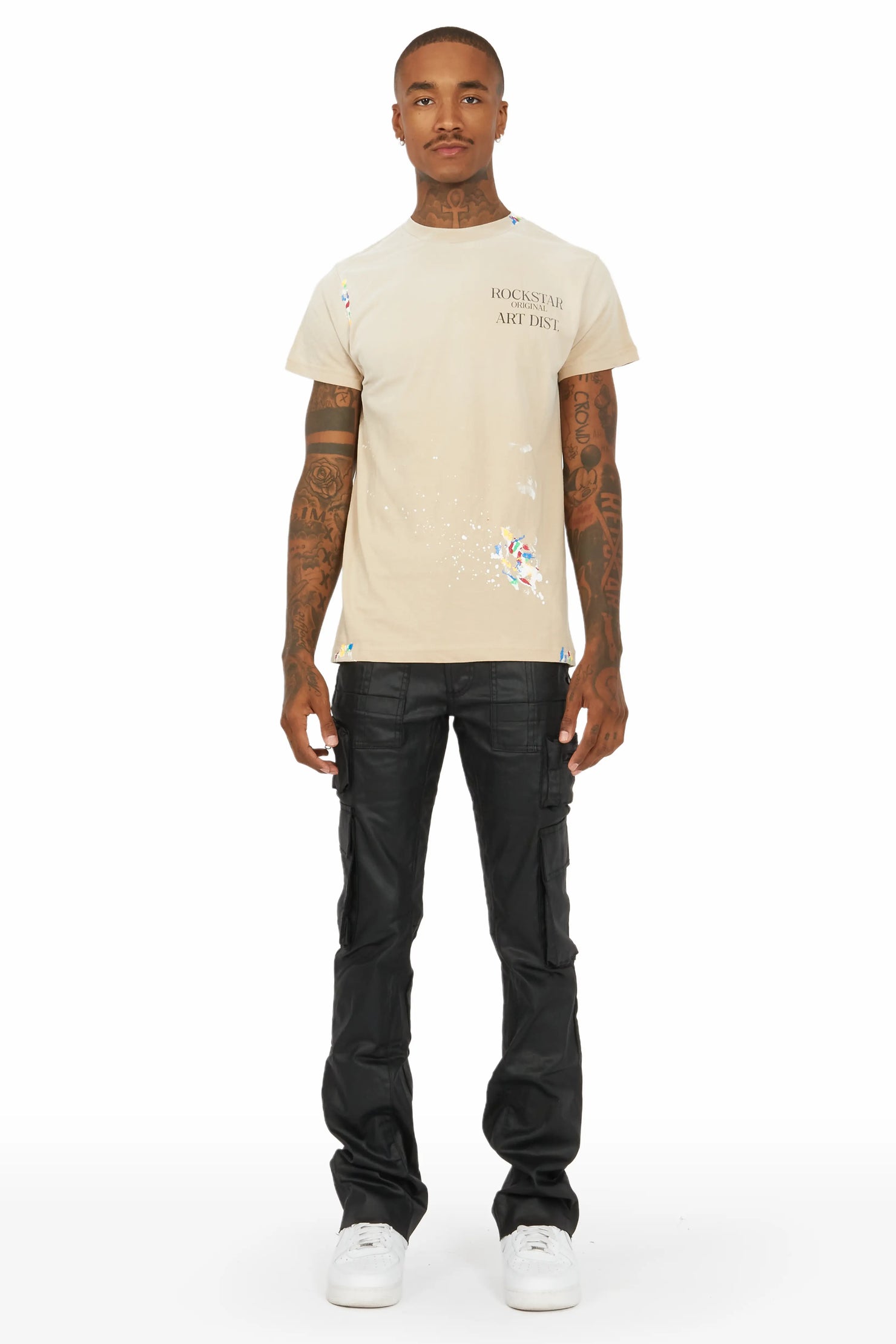 Ritz Black Coated Stacked Flare Jean