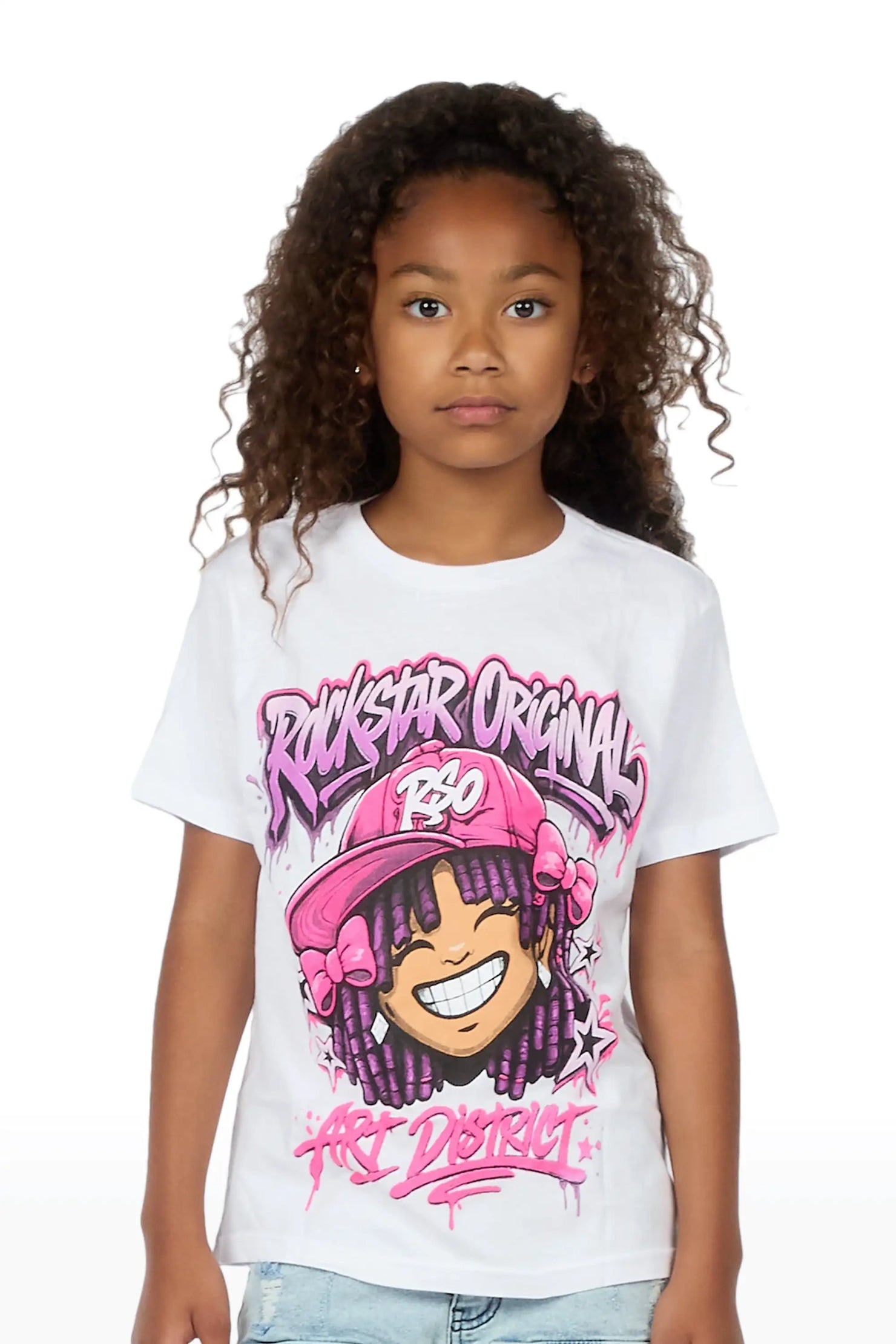 Girls Aze White Graphic T-Shirt