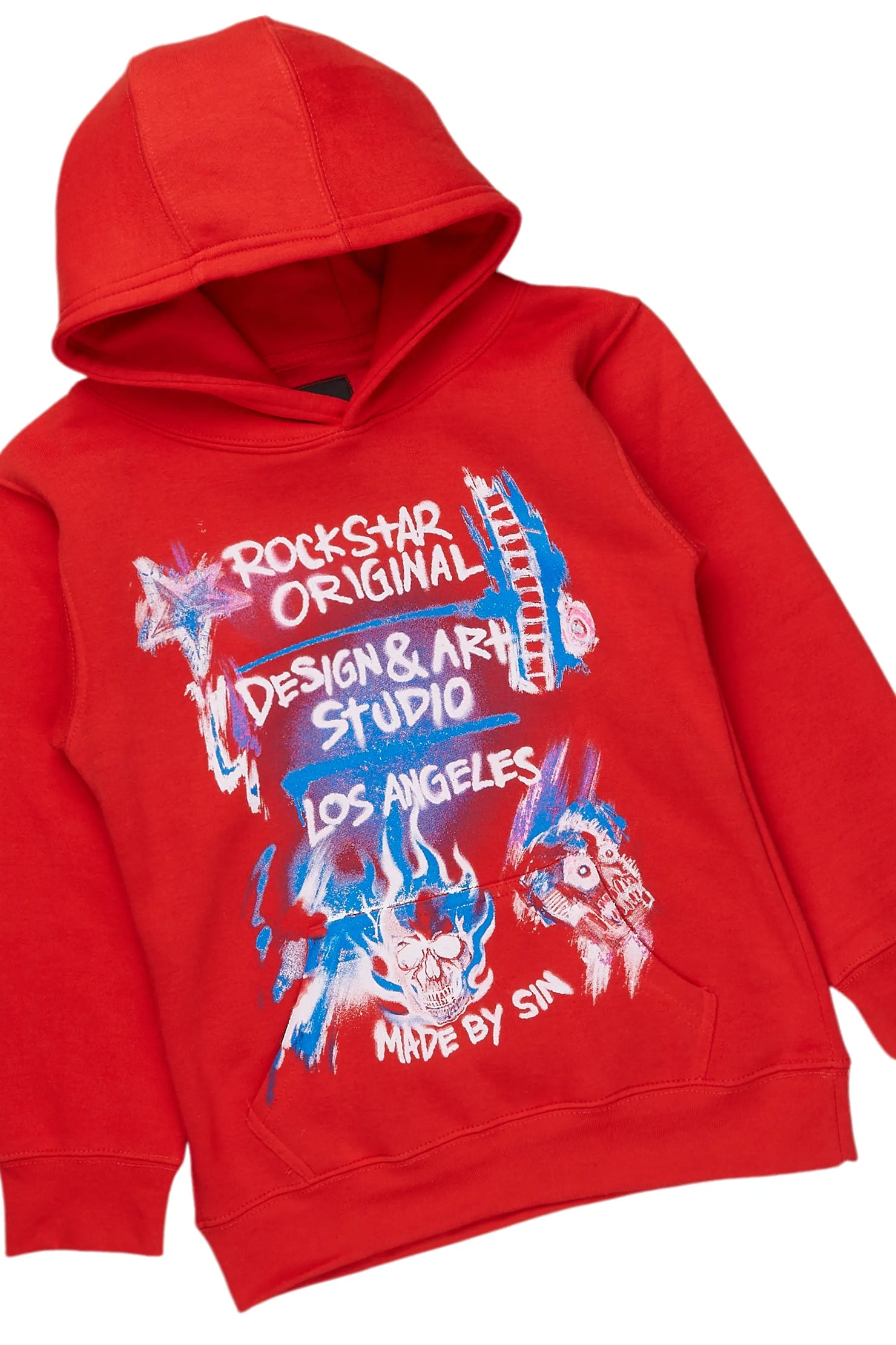 Boys Soweto Red Hoodie/Stacked Flare Jean Set