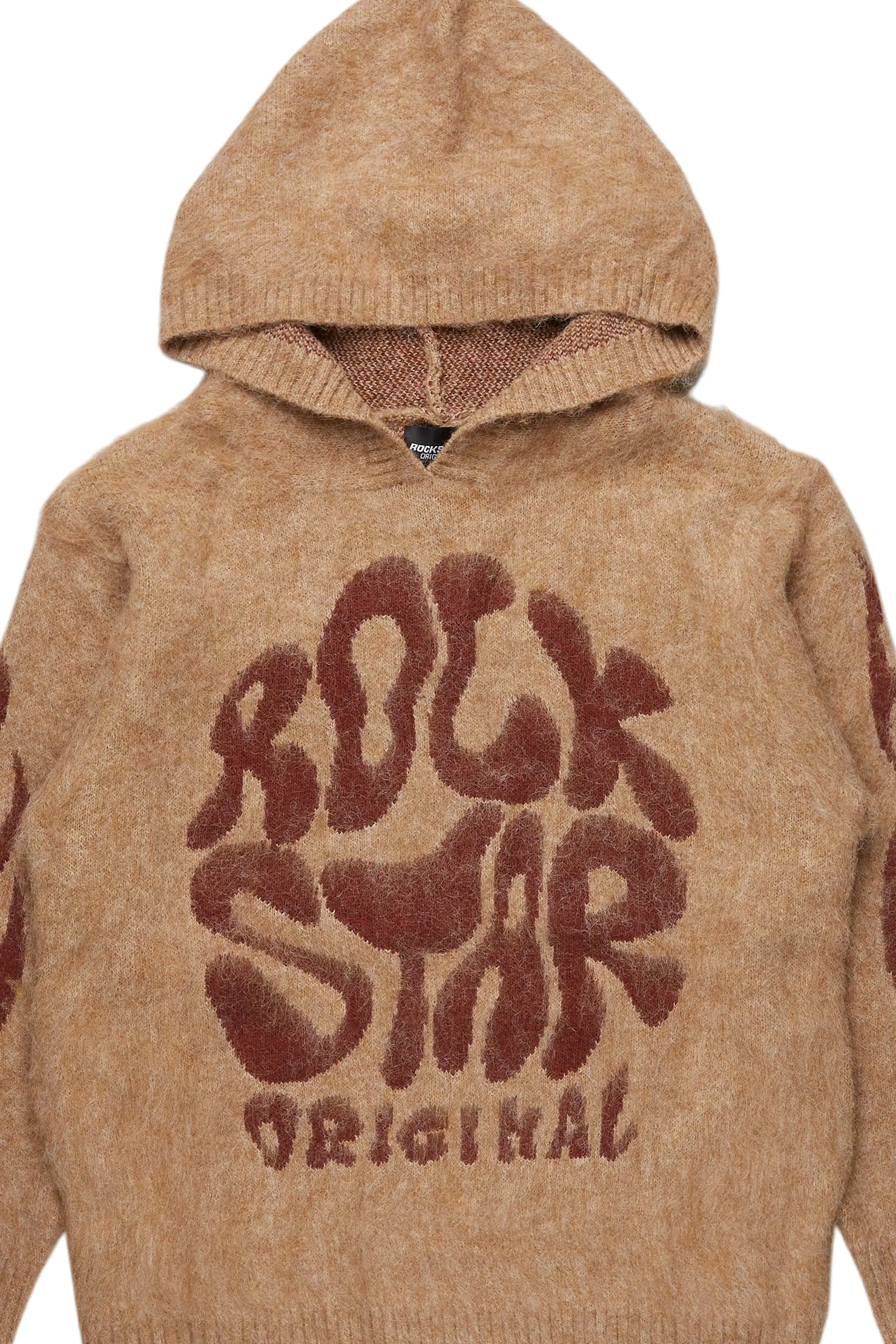 Hakon Brown Graphic Knitted Mohair Hoodie