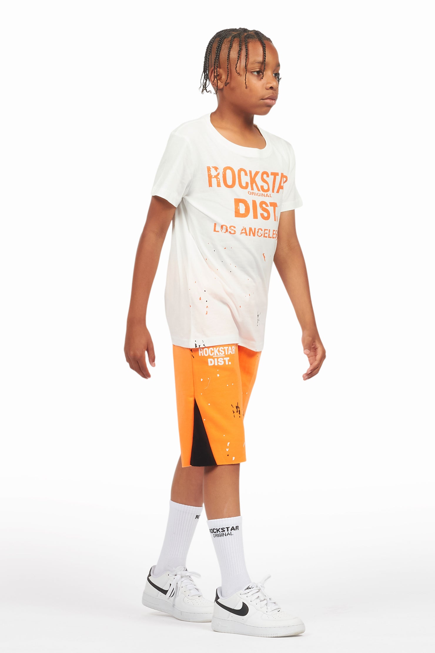 Boys Scottie White/Orange Short Set