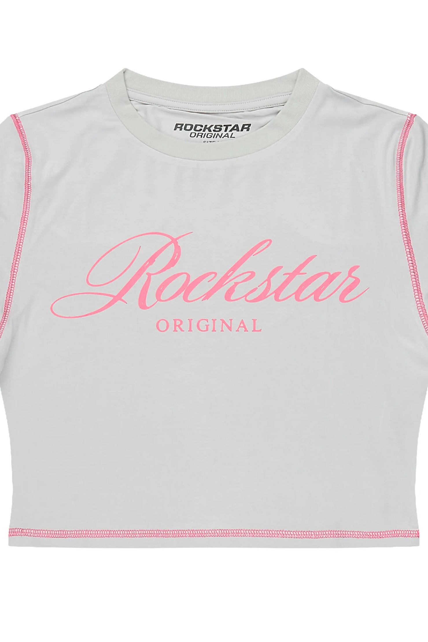 Sharae Grey/Pink Baby Tee Shirt