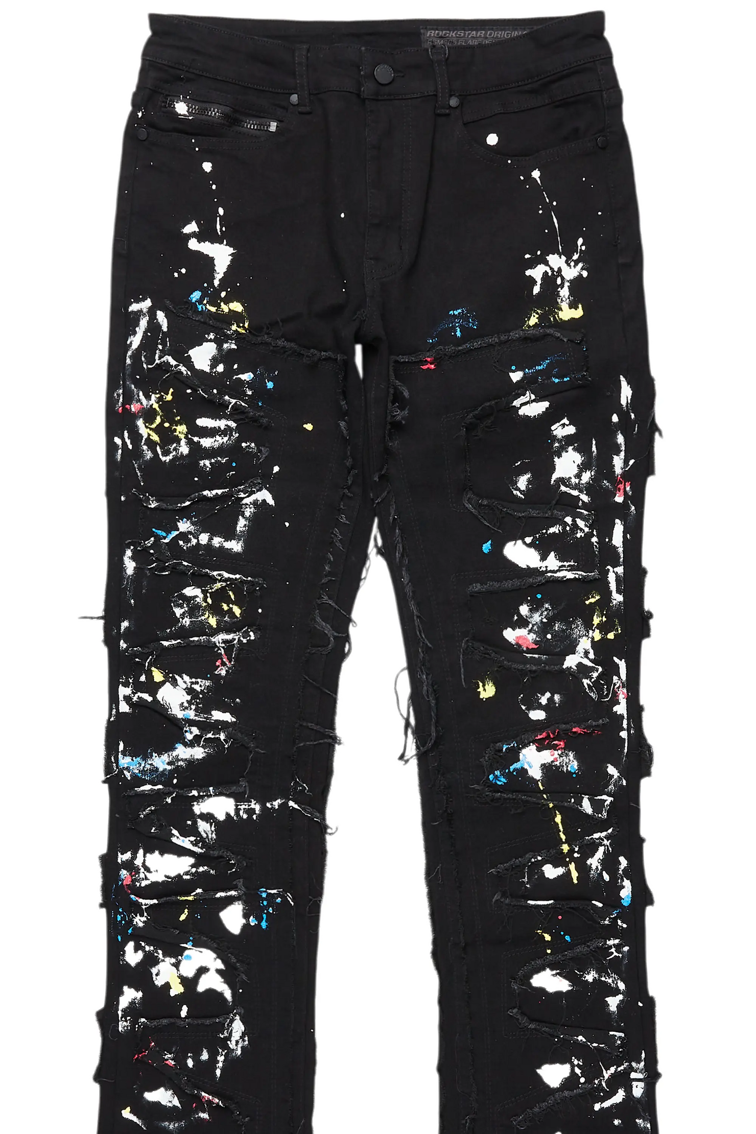 Shaddie Black Painter Stacked Flare Jean