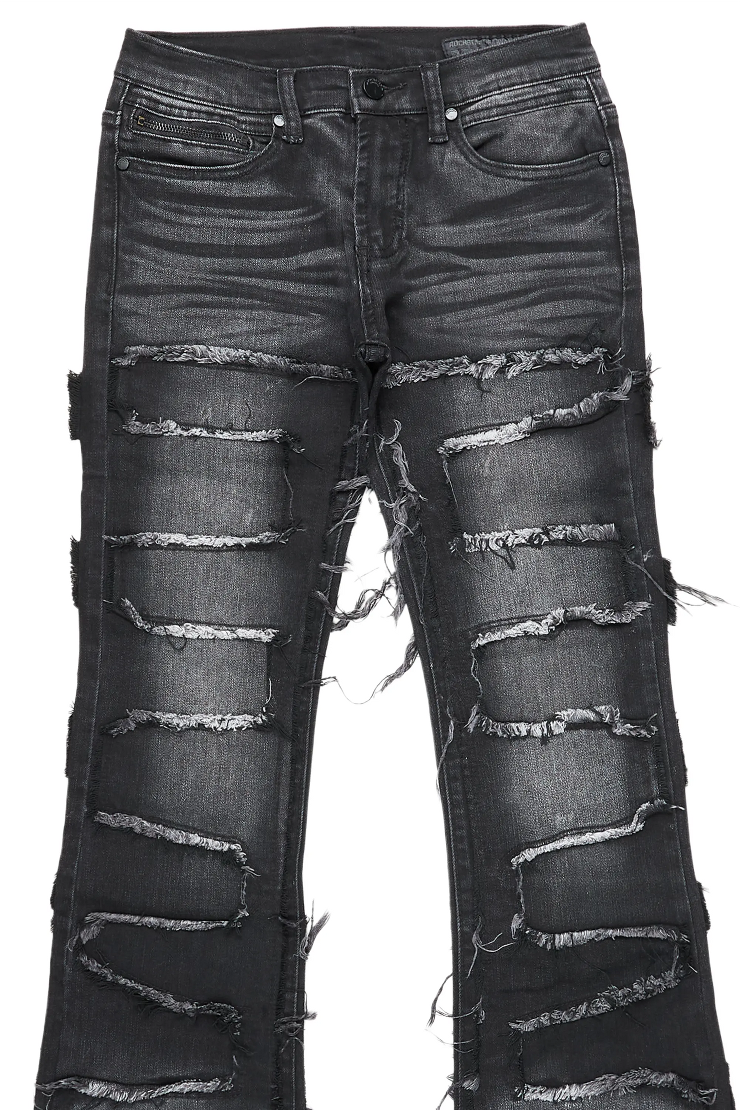 Boys Shake Dark Grey Stacked Flare Jean