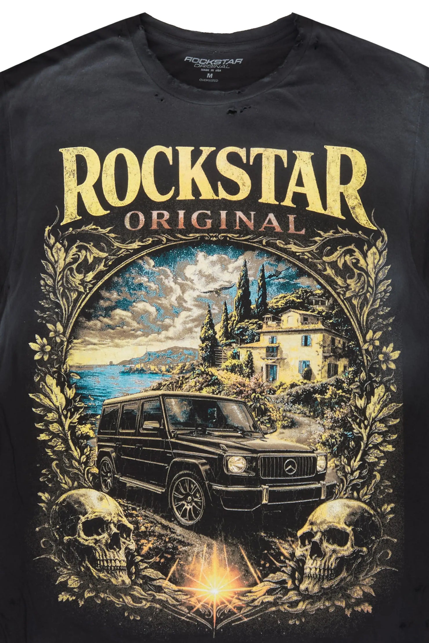 Stovall Black Oversized Graphic T-Shirt